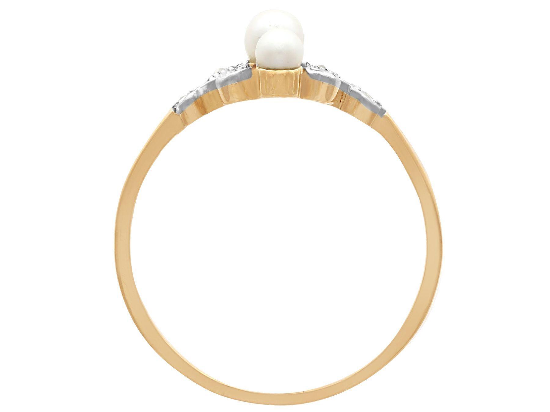 Women's 1900s Pearl Diamond Yellow Gold and White Gold Set Cocktail Ring For Sale