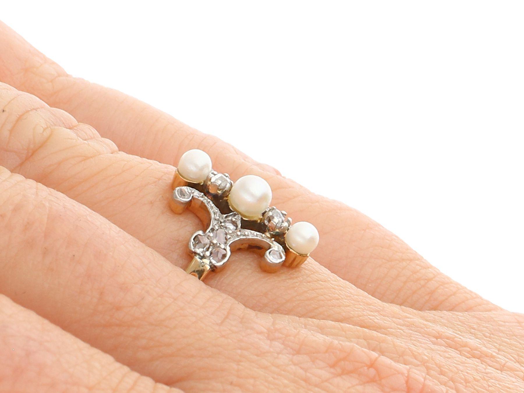 1900s Pearl Diamond Yellow Gold and White Gold Set Cocktail Ring For Sale 2