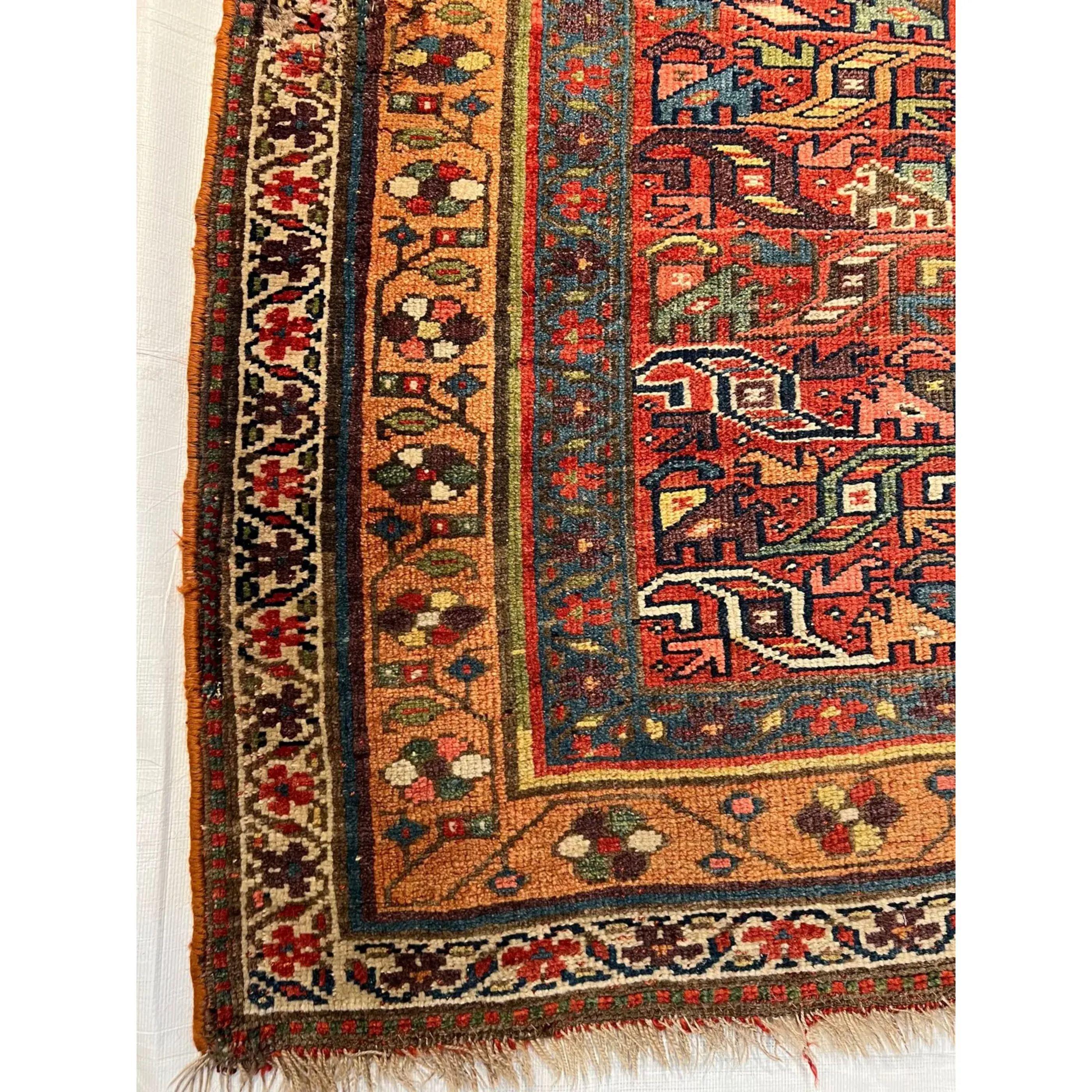1900s Antique Tribal Persian Bidjar Rug, handmade and hand-knotted carpet