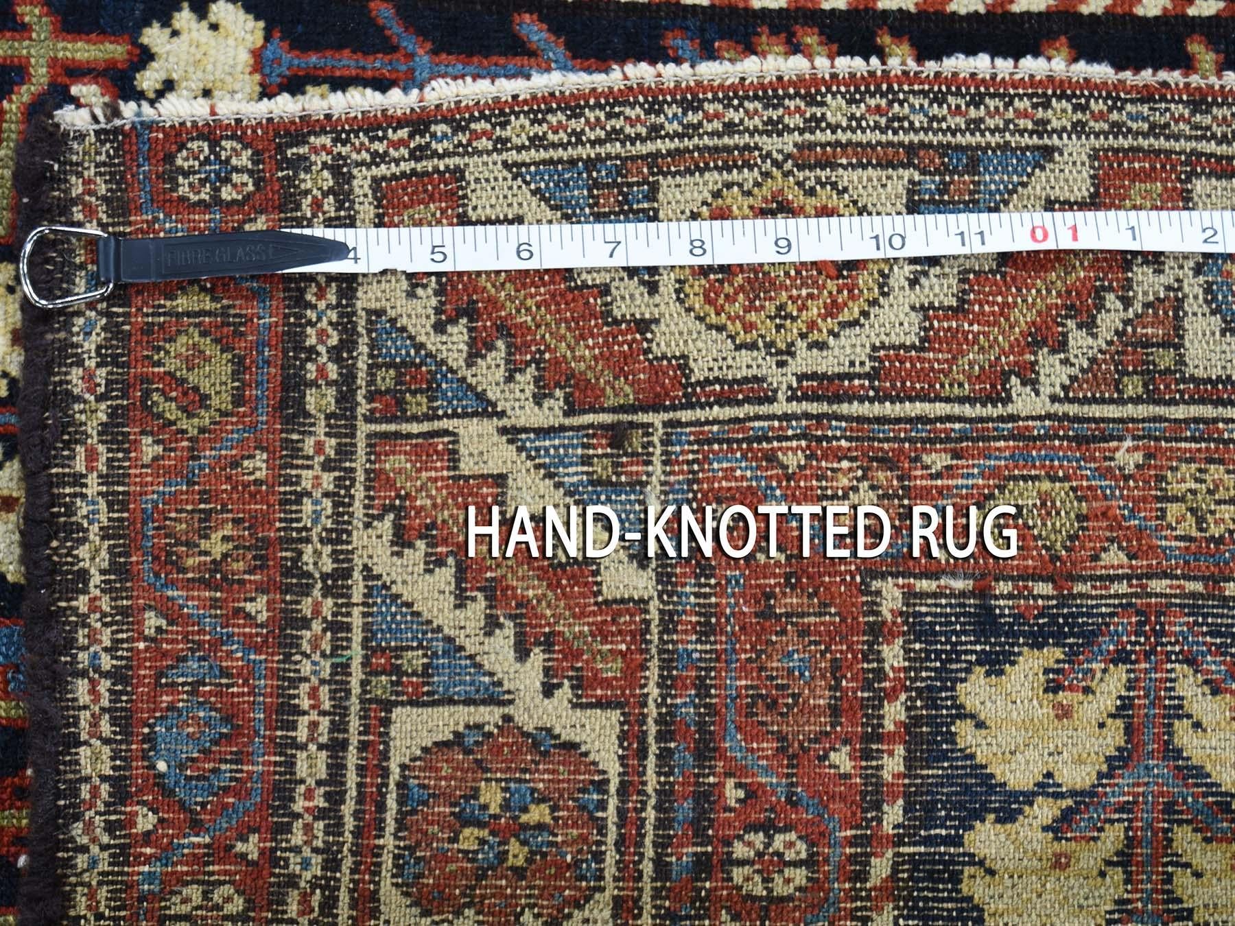 Hand-Knotted 1900s Antique Persian Heriz Hand Knotted Oriental Rug For Sale