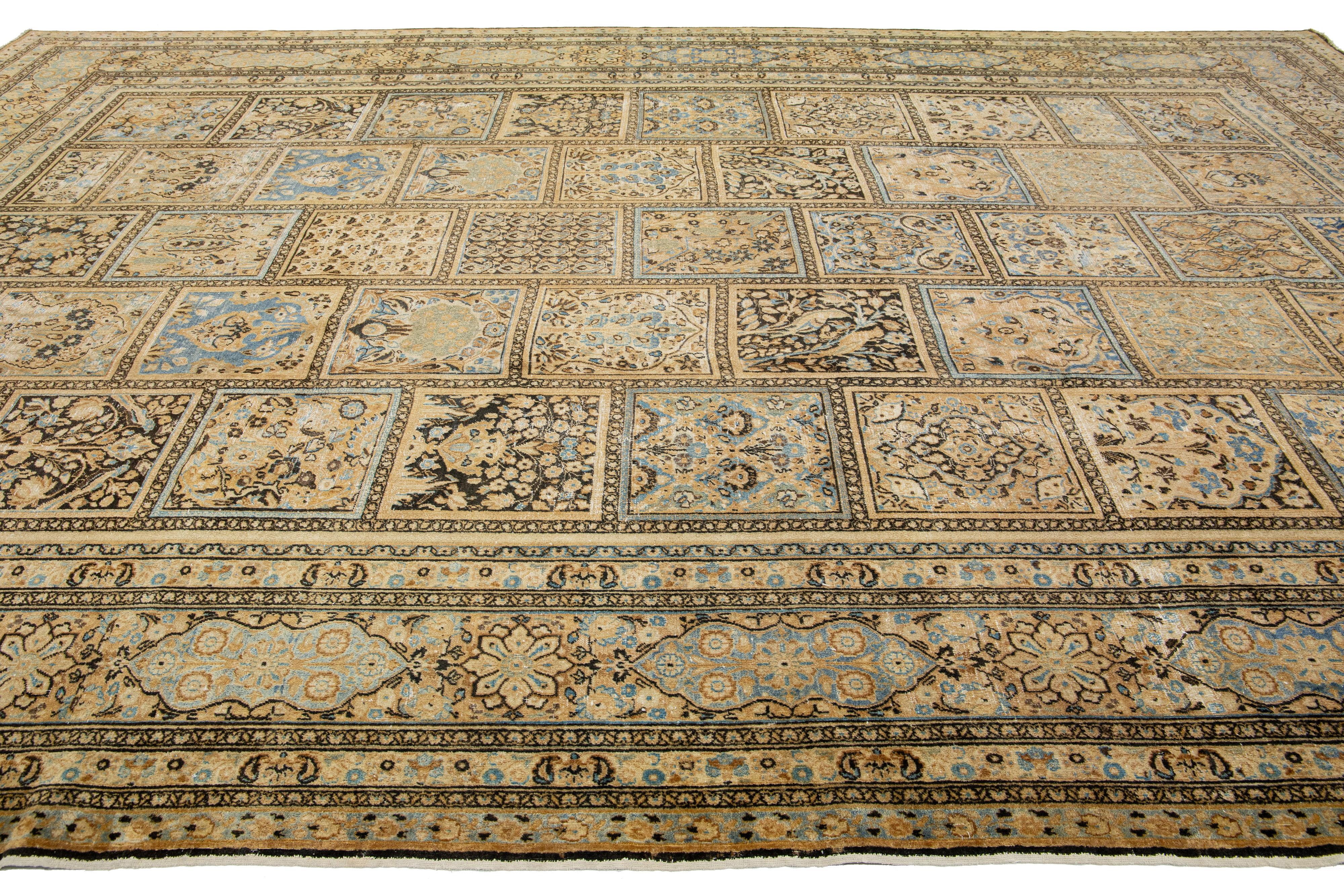 1900s Antique Persian Khorassan Wool Rug In Beige With Allover Pattern In Excellent Condition For Sale In Norwalk, CT