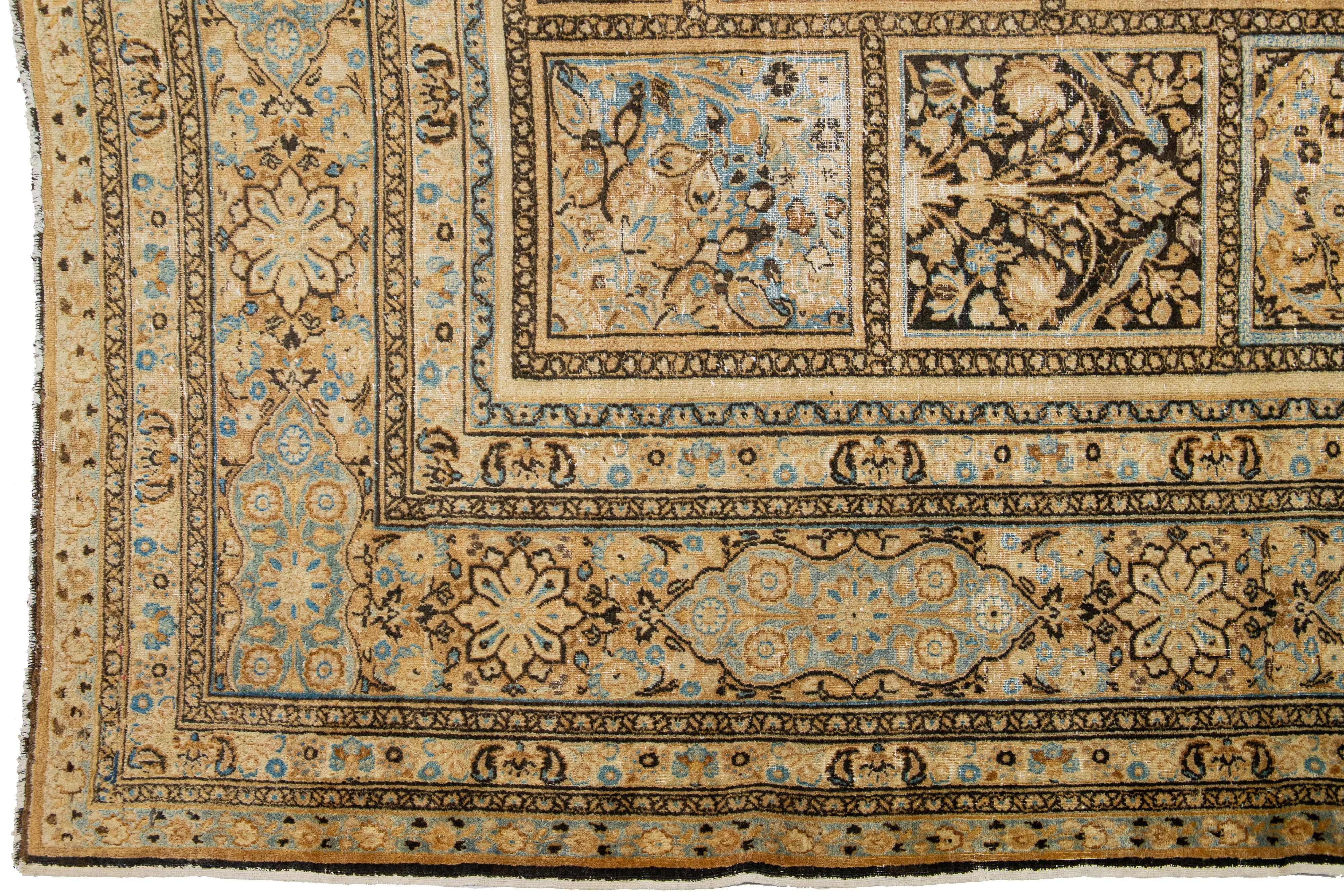 20th Century 1900s Antique Persian Khorassan Wool Rug In Beige With Allover Pattern For Sale