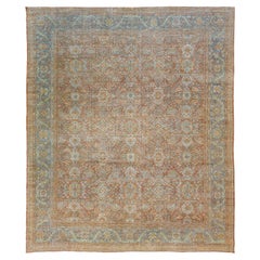 Tappeto antico Mahal Persiano del 1900 in lana ruggine con motivi floreali