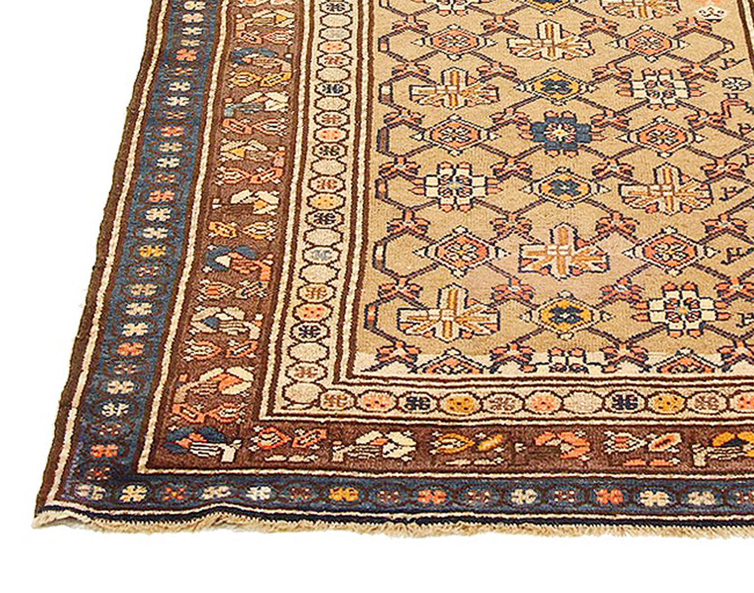 Hand-Woven 1900s Antique Persian Malayer Runner Rug with Floral Medallions All-Over For Sale