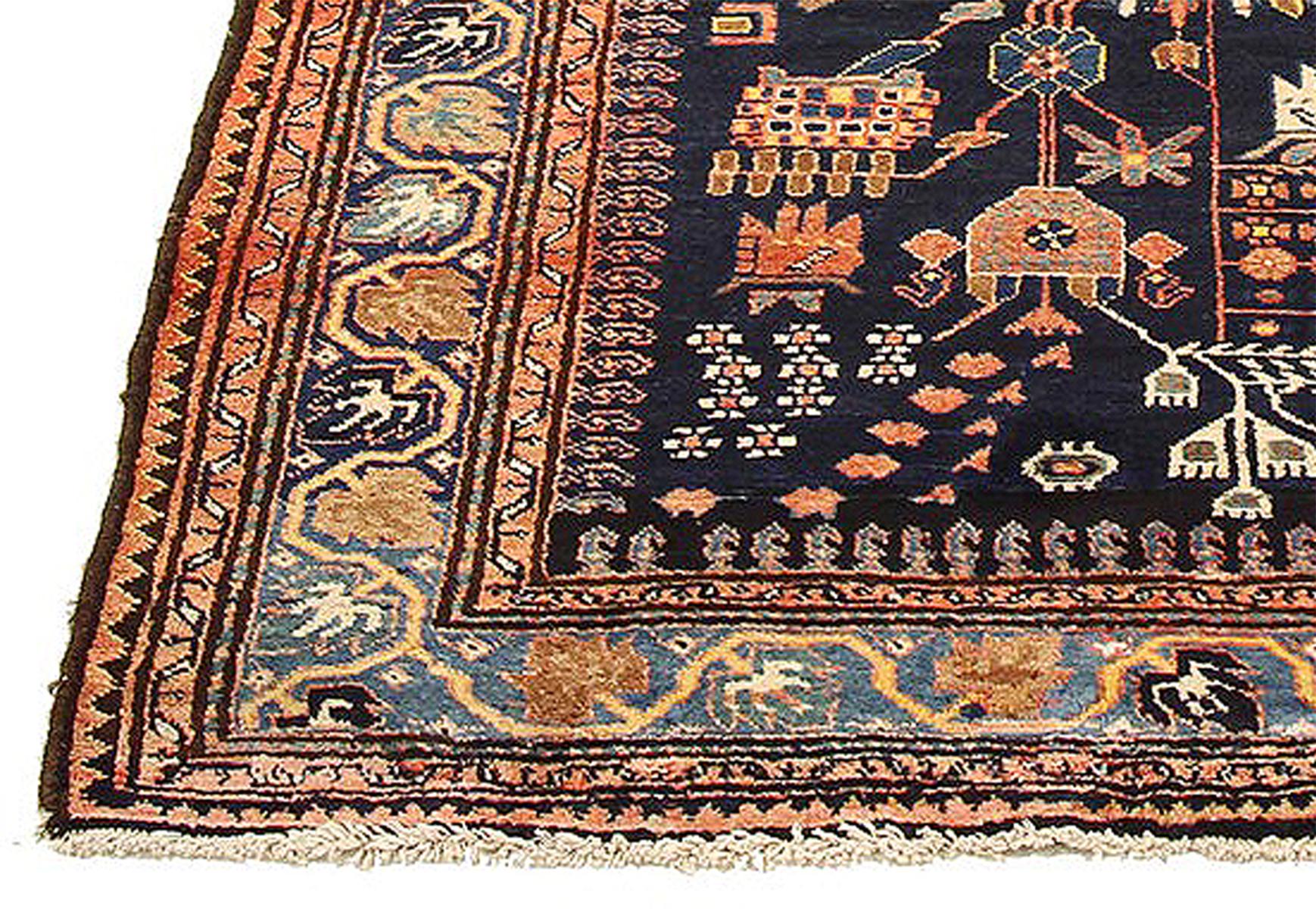 Islamic 1900s Antique Persian Malayer Runner Rug with Floral Motifs Allover For Sale