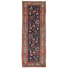 1900s Antique Persian Malayer Runner Rug with Floral Motifs Allover