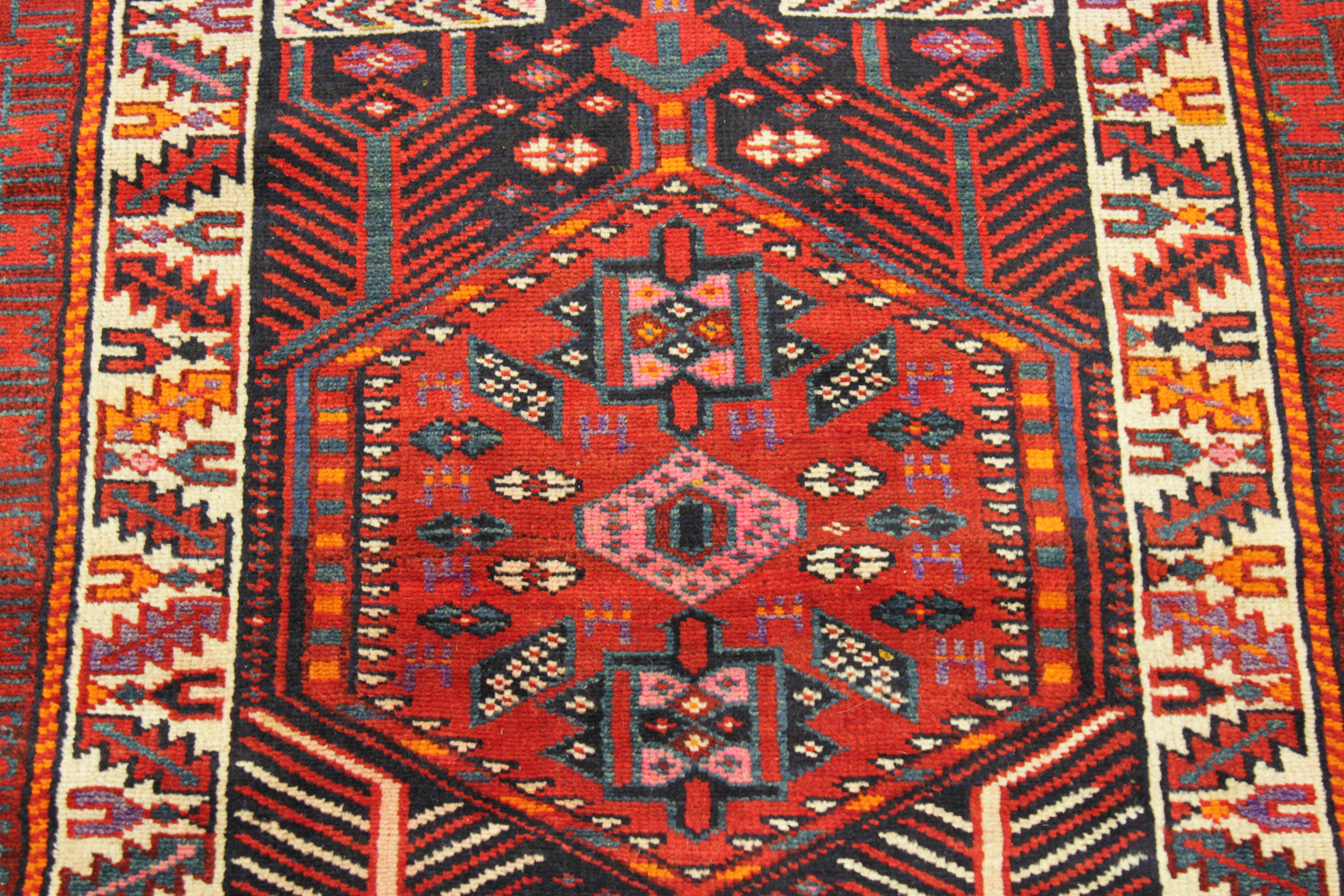 1900s Antique Persian Rug in Azerbaijan Design with Extended Length For Sale 9