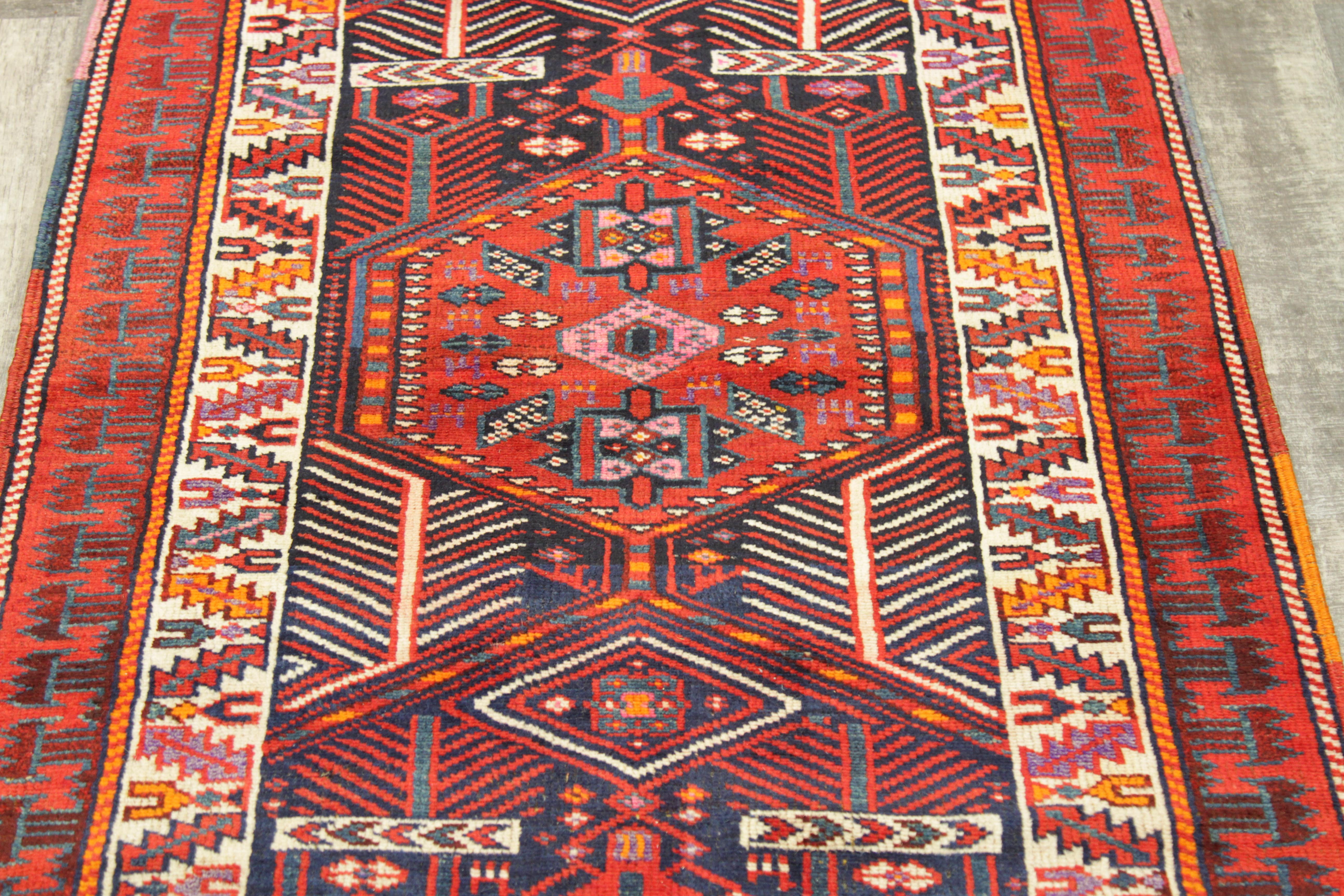 1900s Antique Persian Rug in Azerbaijan Design with Extended Length For Sale 10