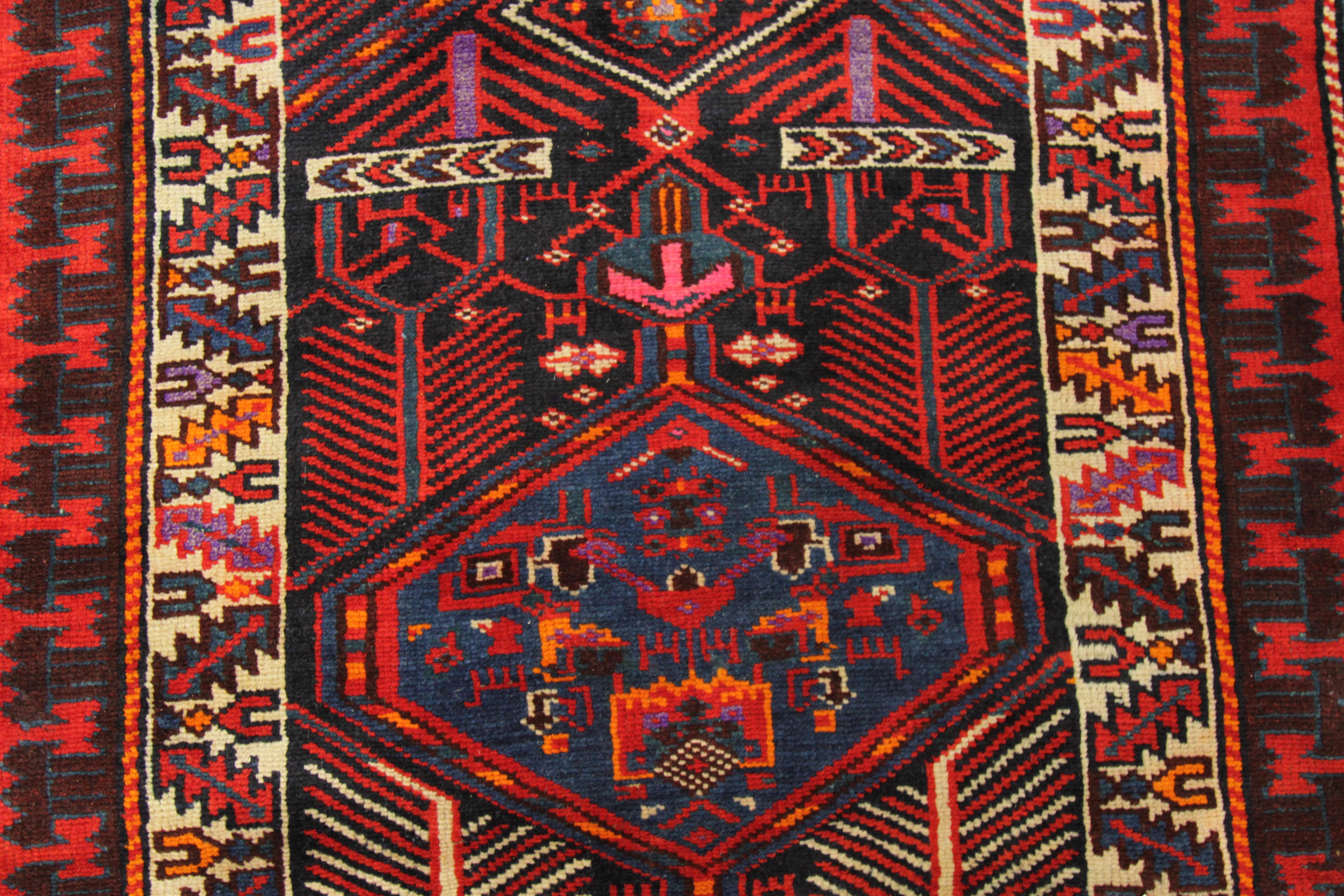 1900s Antique Persian Rug in Azerbaijan Design with Extended Length For Sale 1