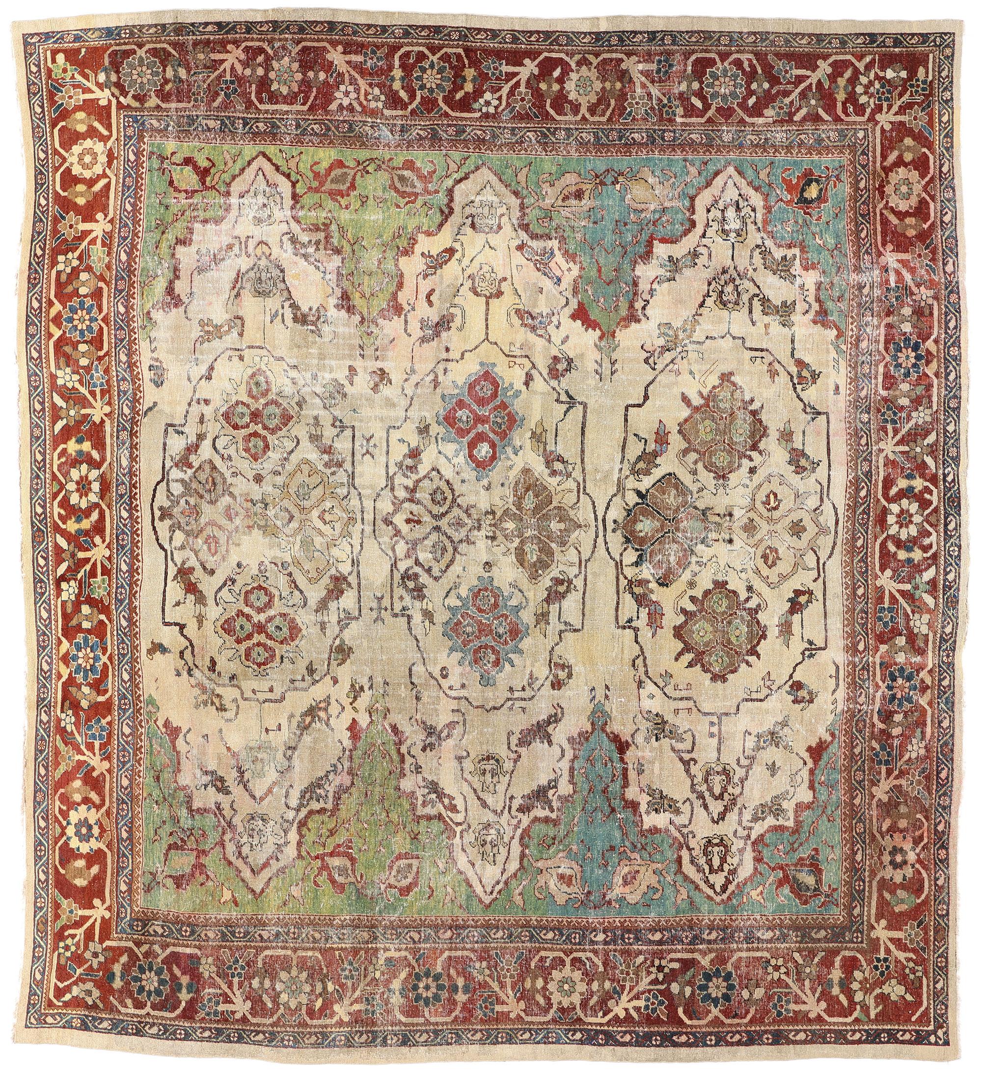 1900's Antiker Persischer Sultanabad Teppich, 13'08 x 12'05 im Angebot 4
