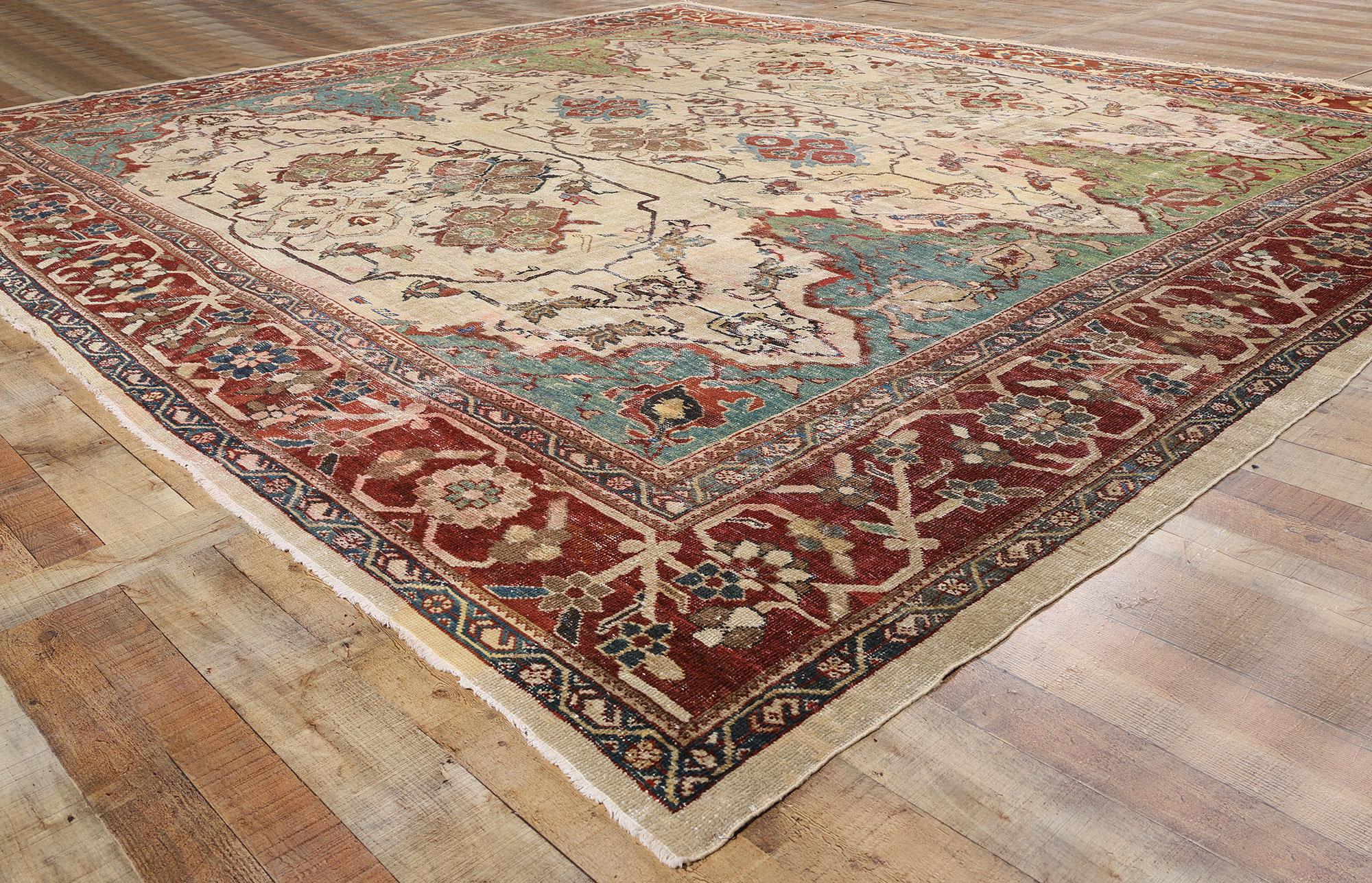 1900's Antiker Persischer Sultanabad Teppich, 13'08 x 12'05 im Angebot 1