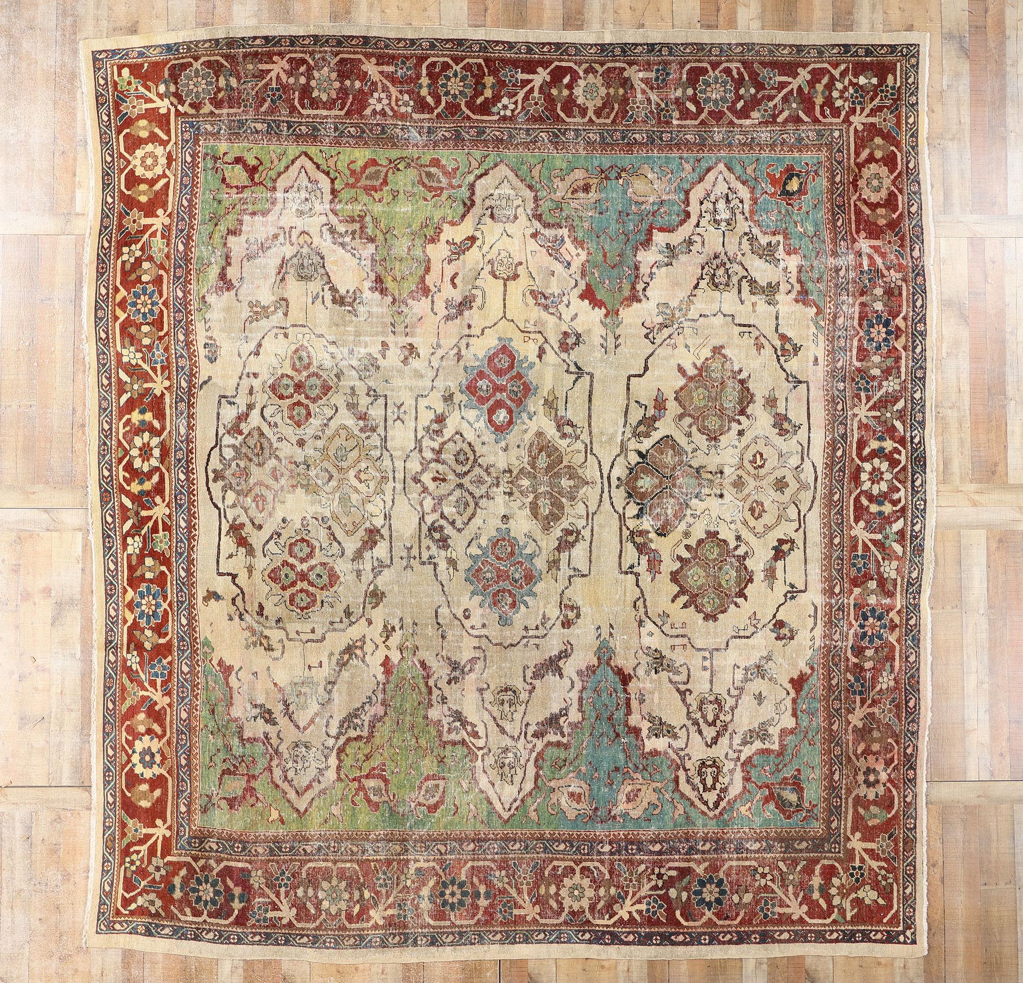 1900's Antiker Persischer Sultanabad Teppich, 13'08 x 12'05 im Angebot 3