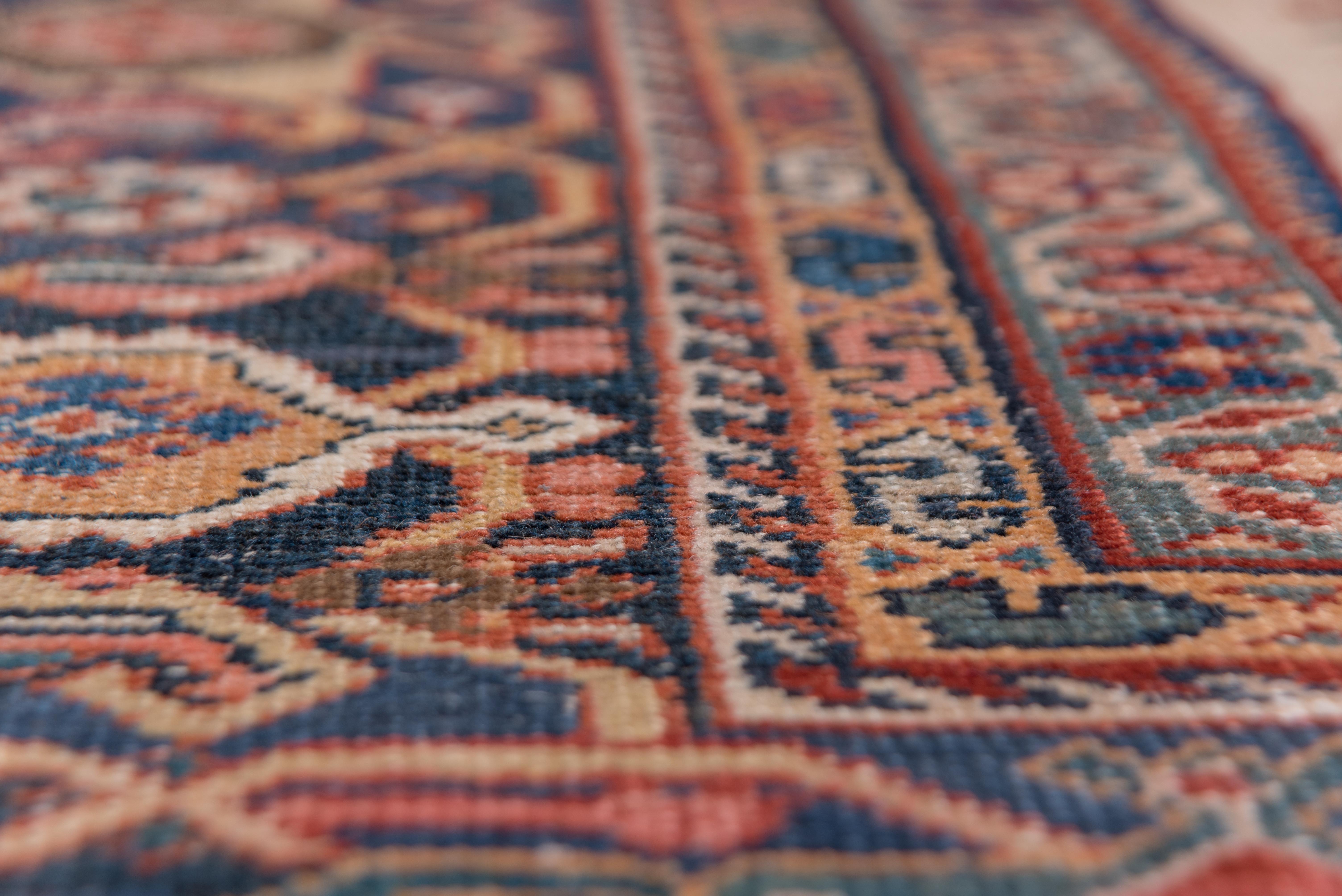 Hand-Knotted 1900s Antique Persian Sultanabad Rug, All-Over Ivory Field, Bold Colors For Sale