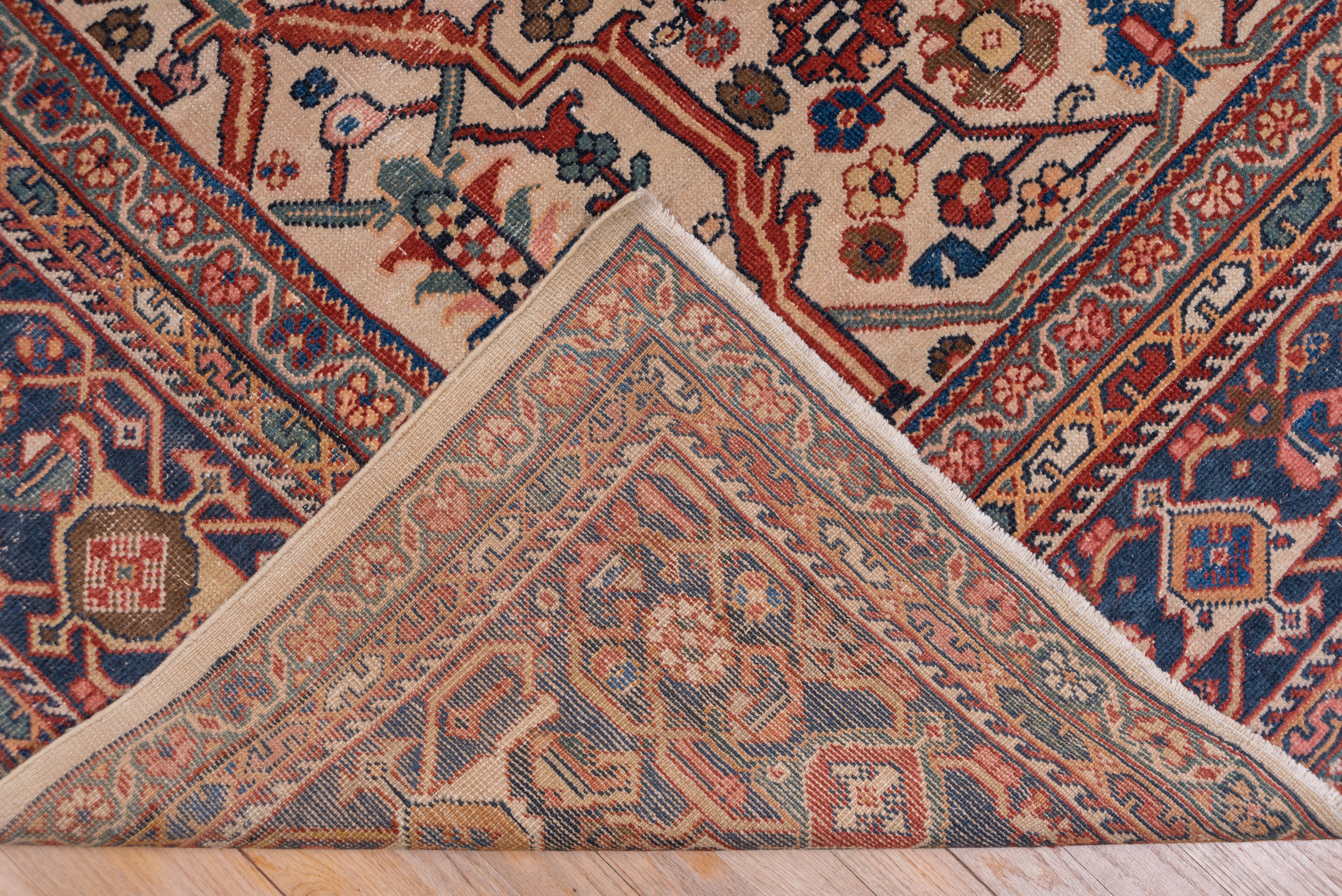 1900s Antique Persian Sultanabad Rug, All-Over Ivory Field, Bold Colors For Sale 2