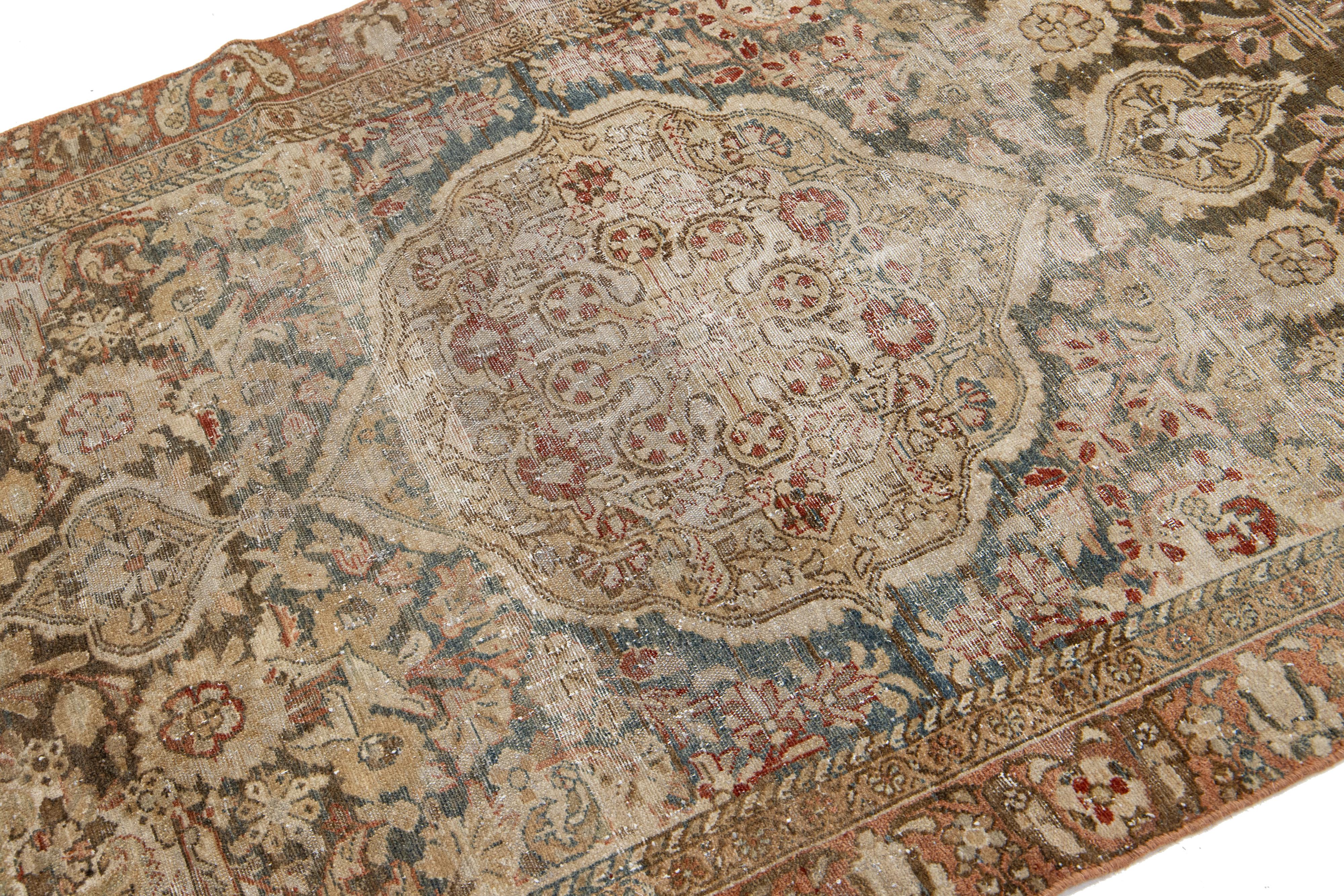 Hand-Knotted 1900s Antique Persian Tabriz Handmade Wool Rug with Medallion Motif For Sale