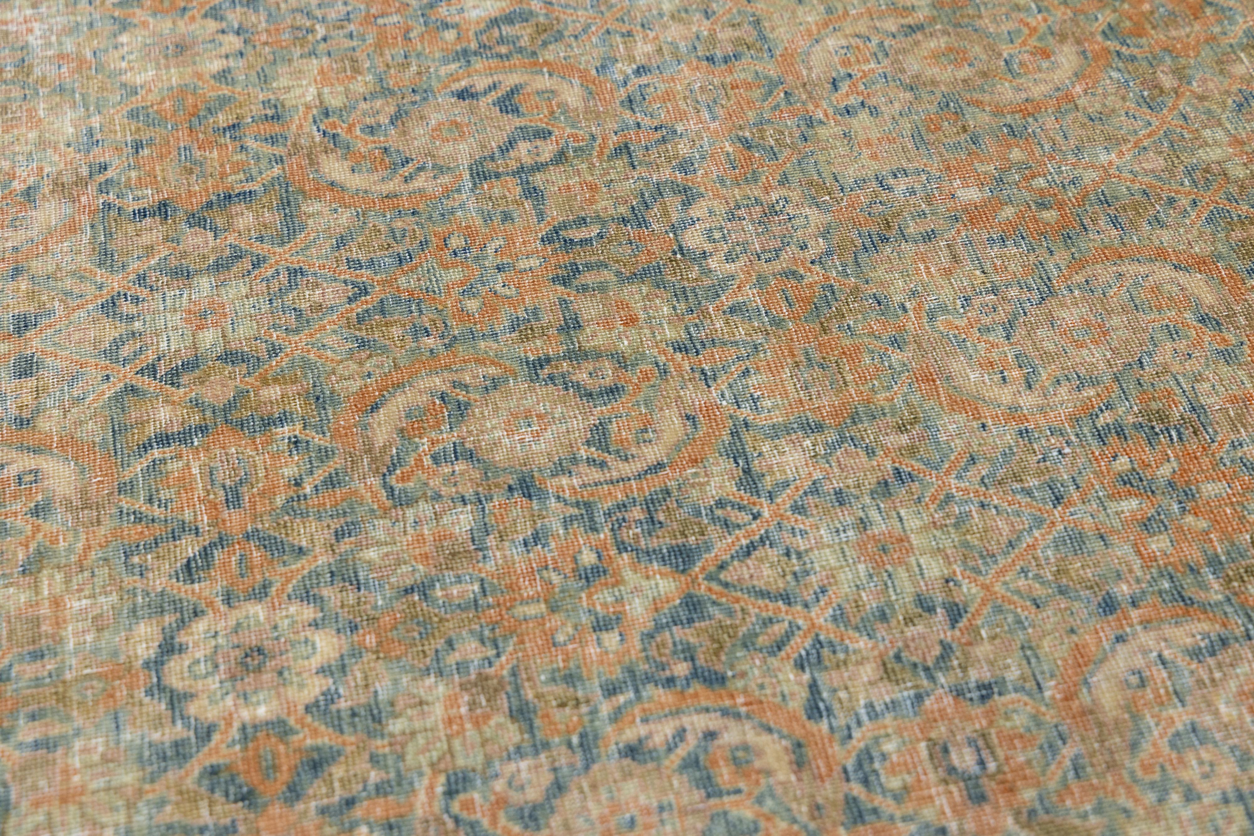 1900er Jahre antike persische Tabriz Wolle Teppich handgefertigt in Blau mit Allover-Muster im Zustand „Gut“ im Angebot in Norwalk, CT