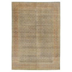 1900er Jahre antike persische Tabriz Wolle Teppich handgefertigt in Blau mit Allover-Muster