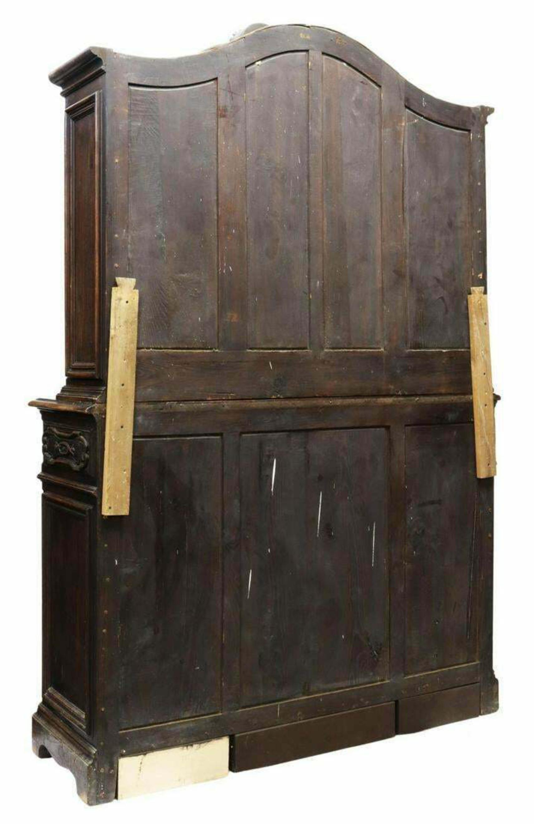 1900's Antique Provincial Carved Oak, Cabinet, Dark Wood.  Stepback Sideboard 6