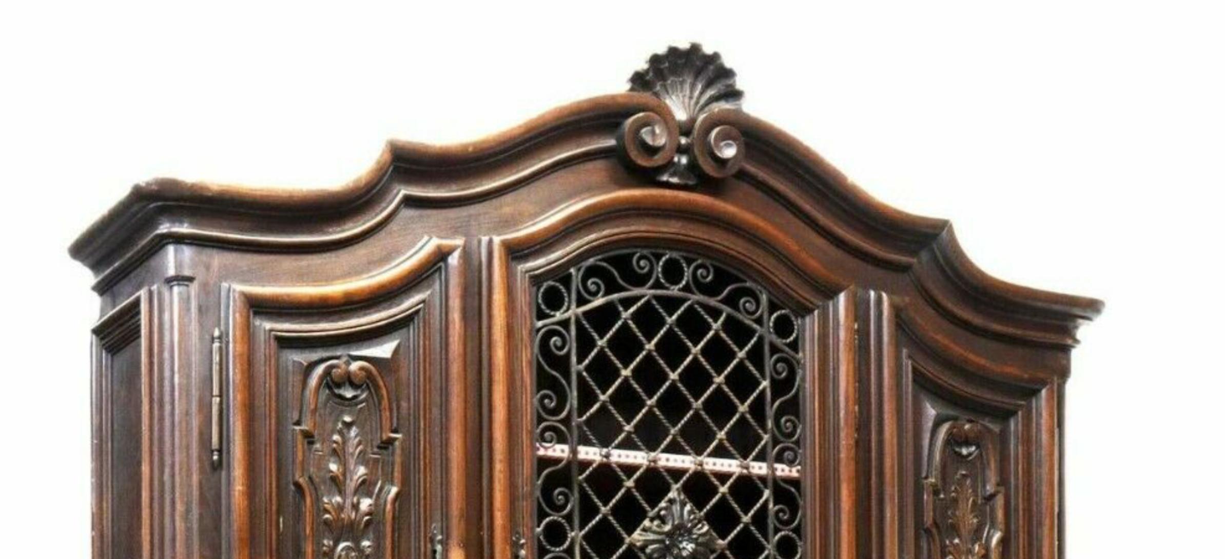 1900's Antique Provincial Carved Oak, Cabinet, Dark Wood.  Stepback Sideboard 4