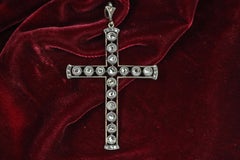 1900s Antique Rose Cut Diamond Cross Pendant