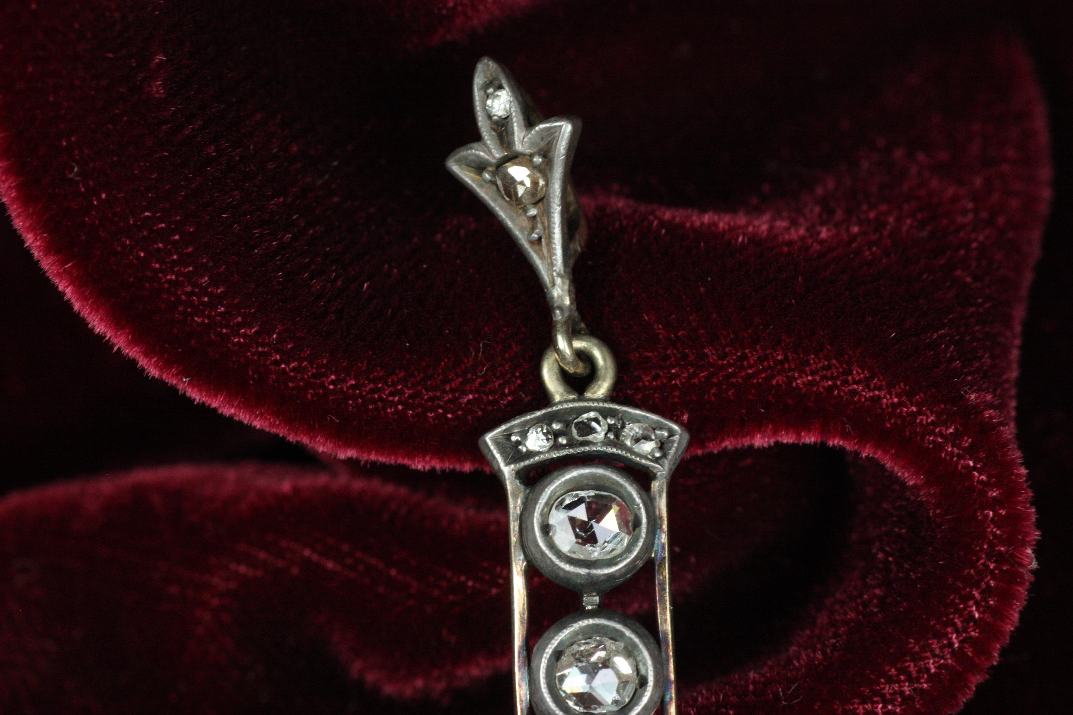 1900s Antike Rose Cut Diamond Cross Anhänger für Damen oder Herren im Angebot