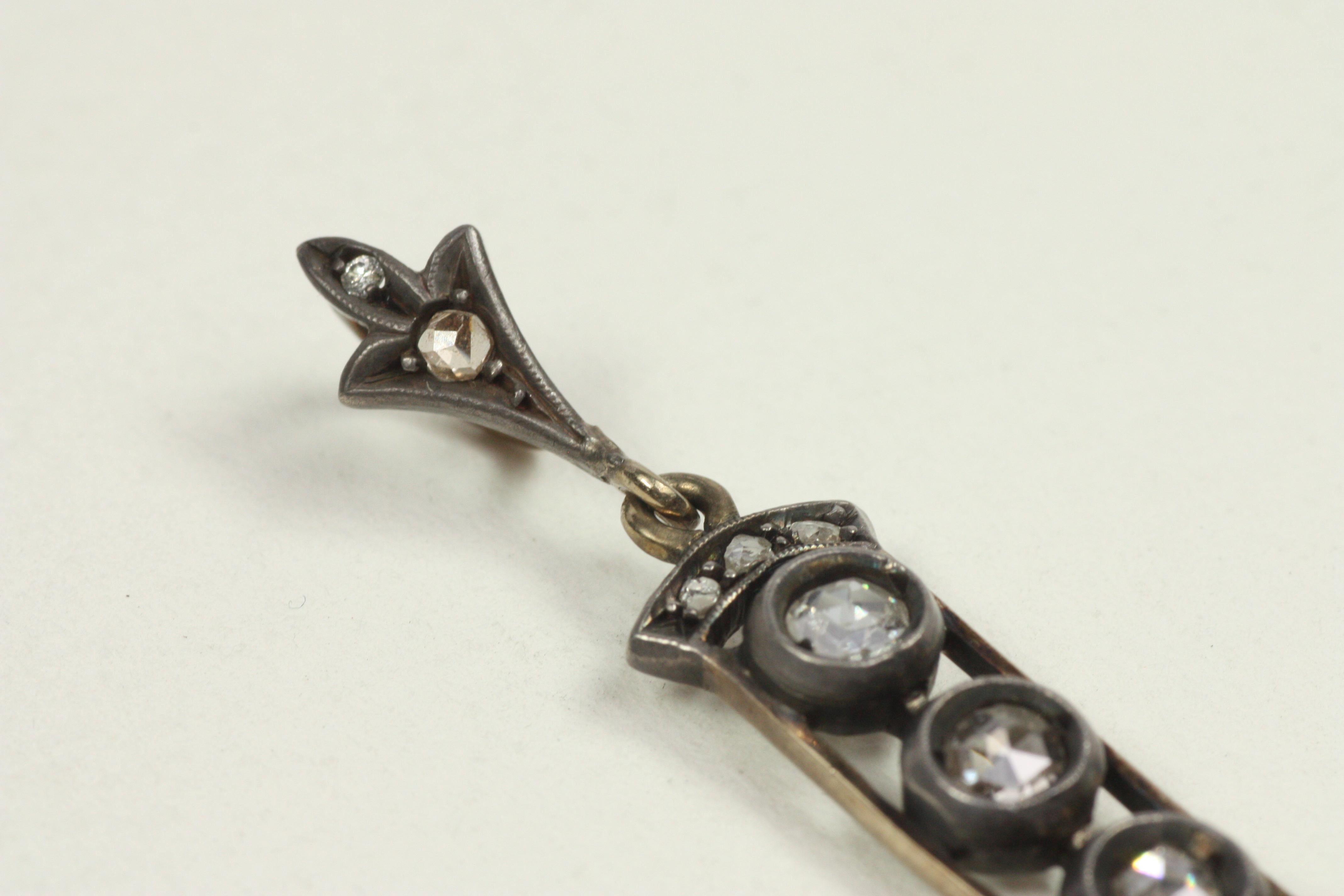 1900s Antike Rose Cut Diamond Cross Anhänger im Angebot 3