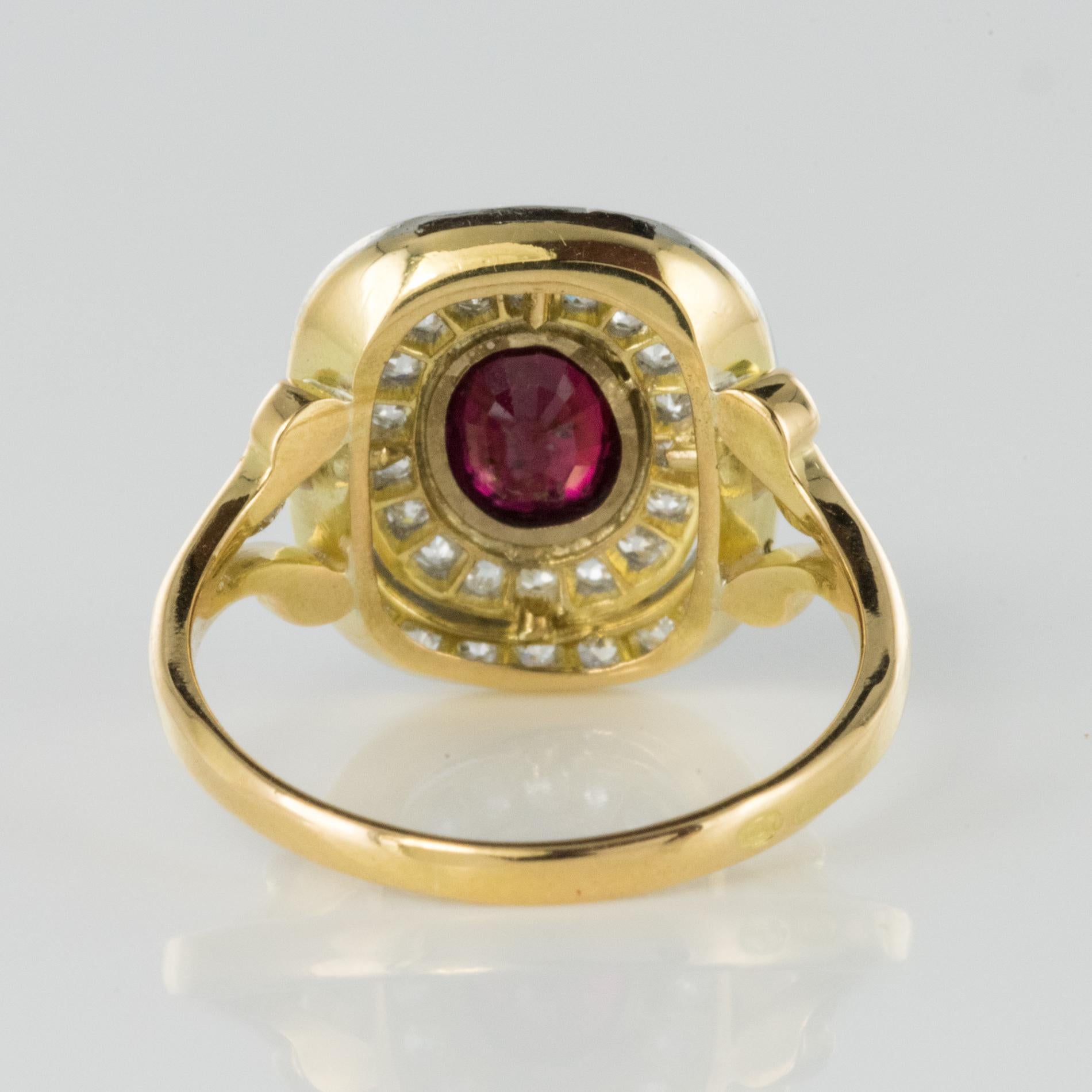 1900s Antique Ruby Diamond Cluster Ring 2