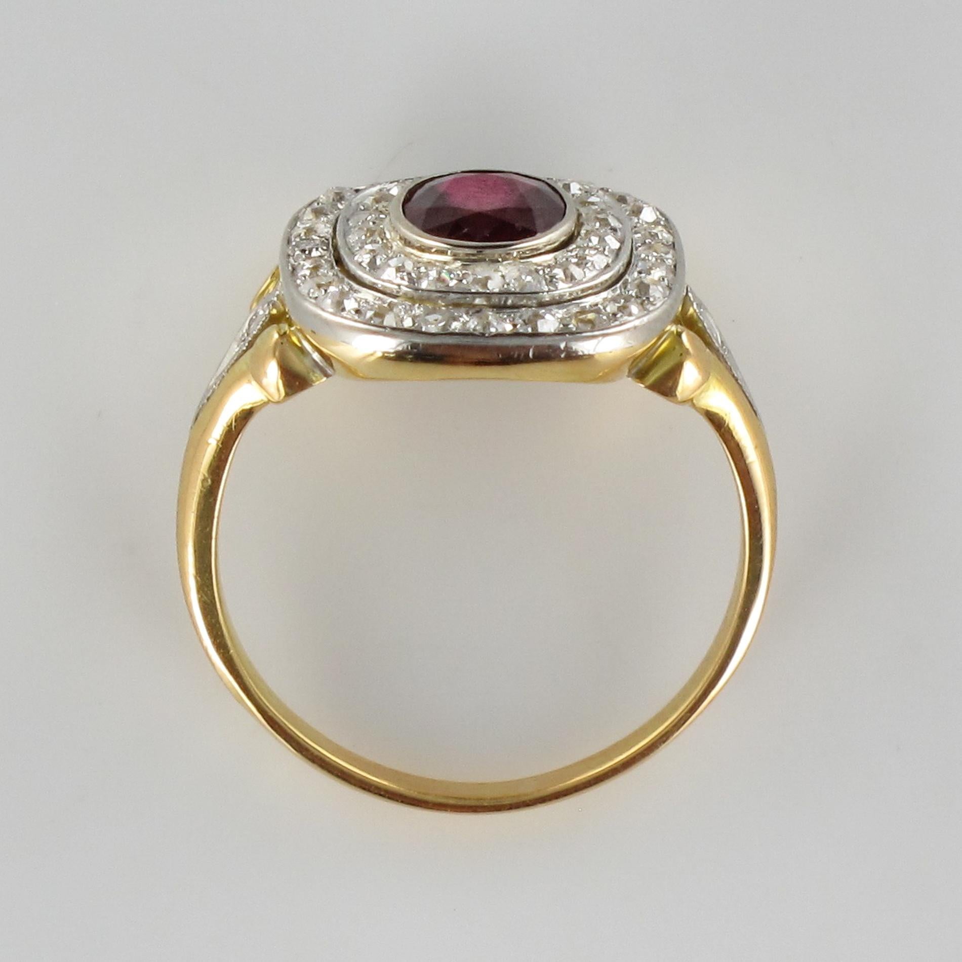 1900s Antique Ruby Diamond Cluster Ring 1