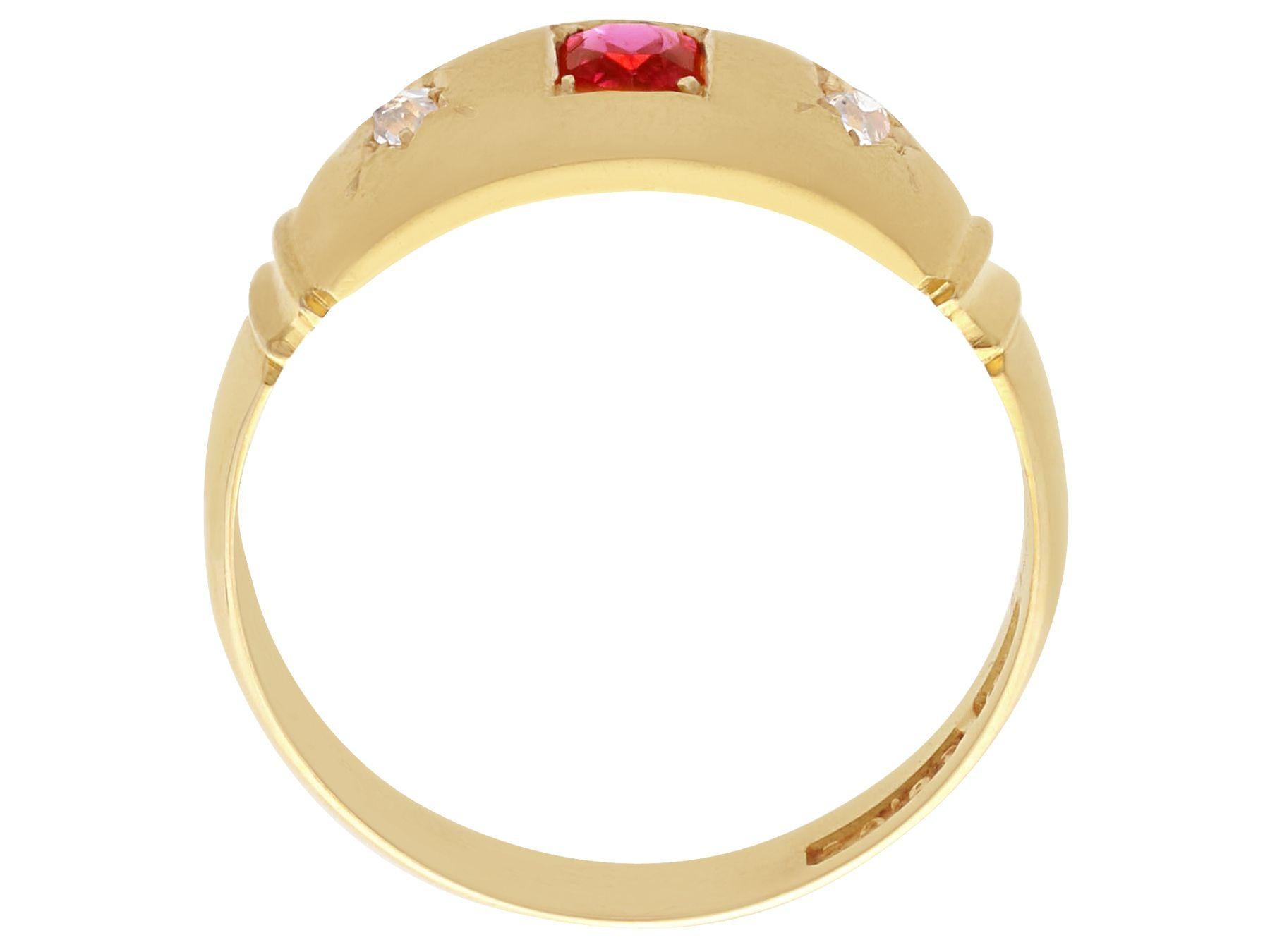 Women's 1900s Antique Ruby Diamond Yellow Gold Cocktail Ring For Sale