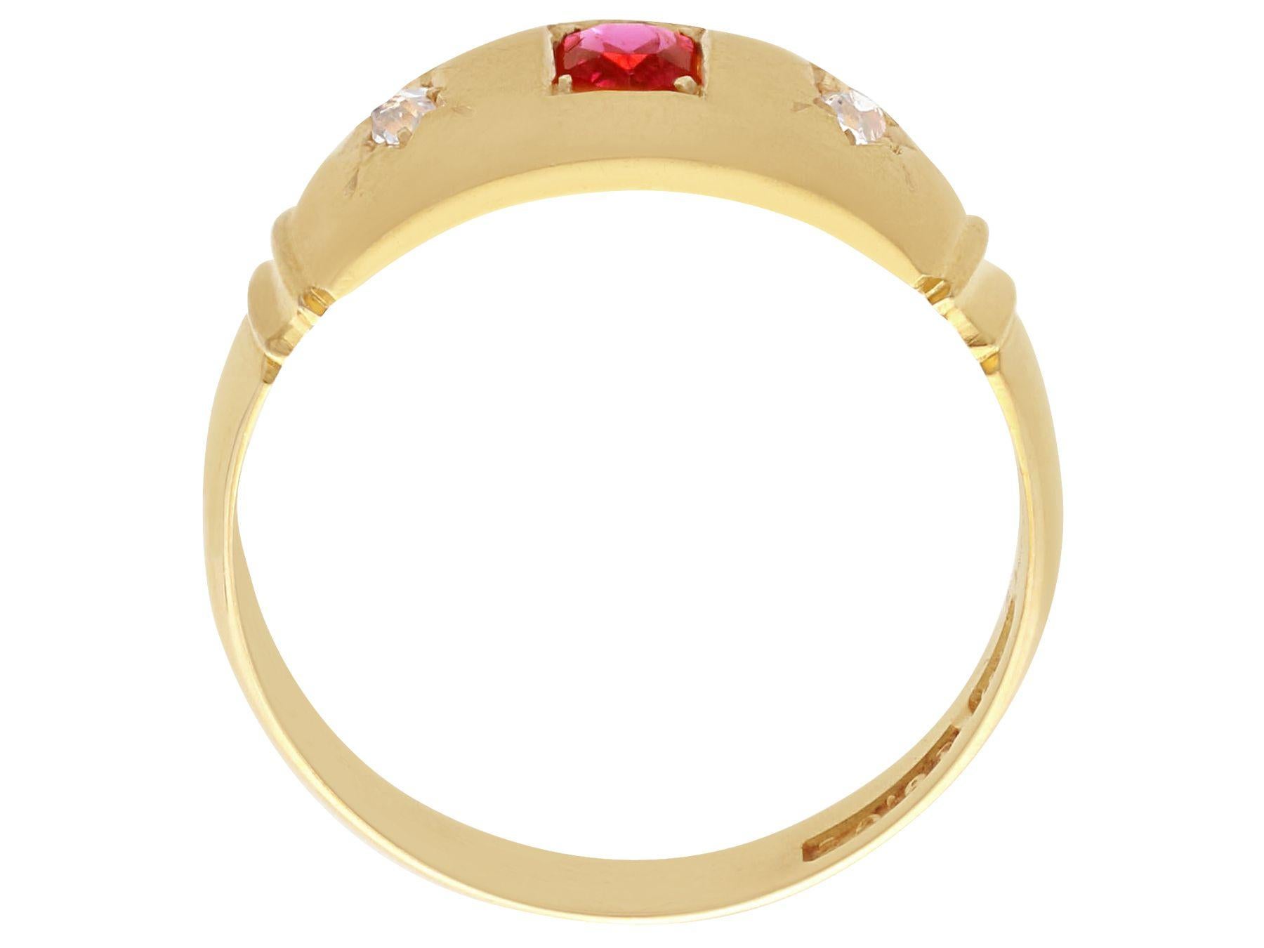 Women's 1900s Ruby Diamond Yellow Gold Cocktail Ring For Sale
