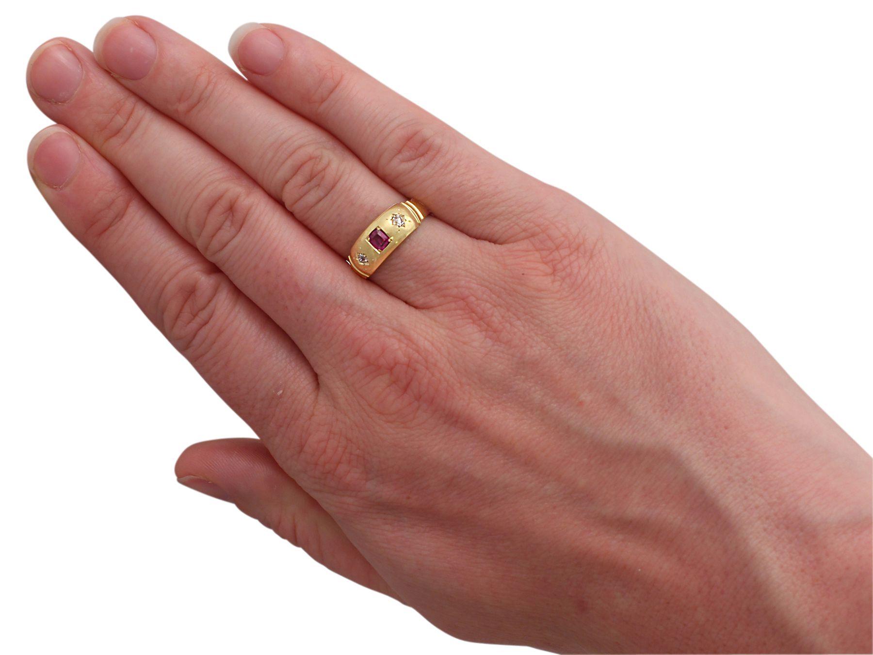 1900s Ruby Diamond Yellow Gold Cocktail Ring For Sale 1