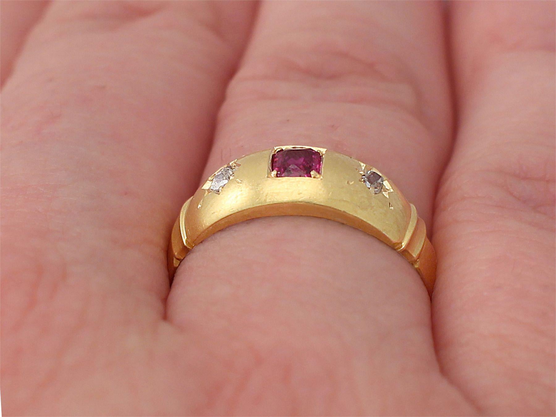 1900s Ruby Diamond Yellow Gold Cocktail Ring For Sale 3