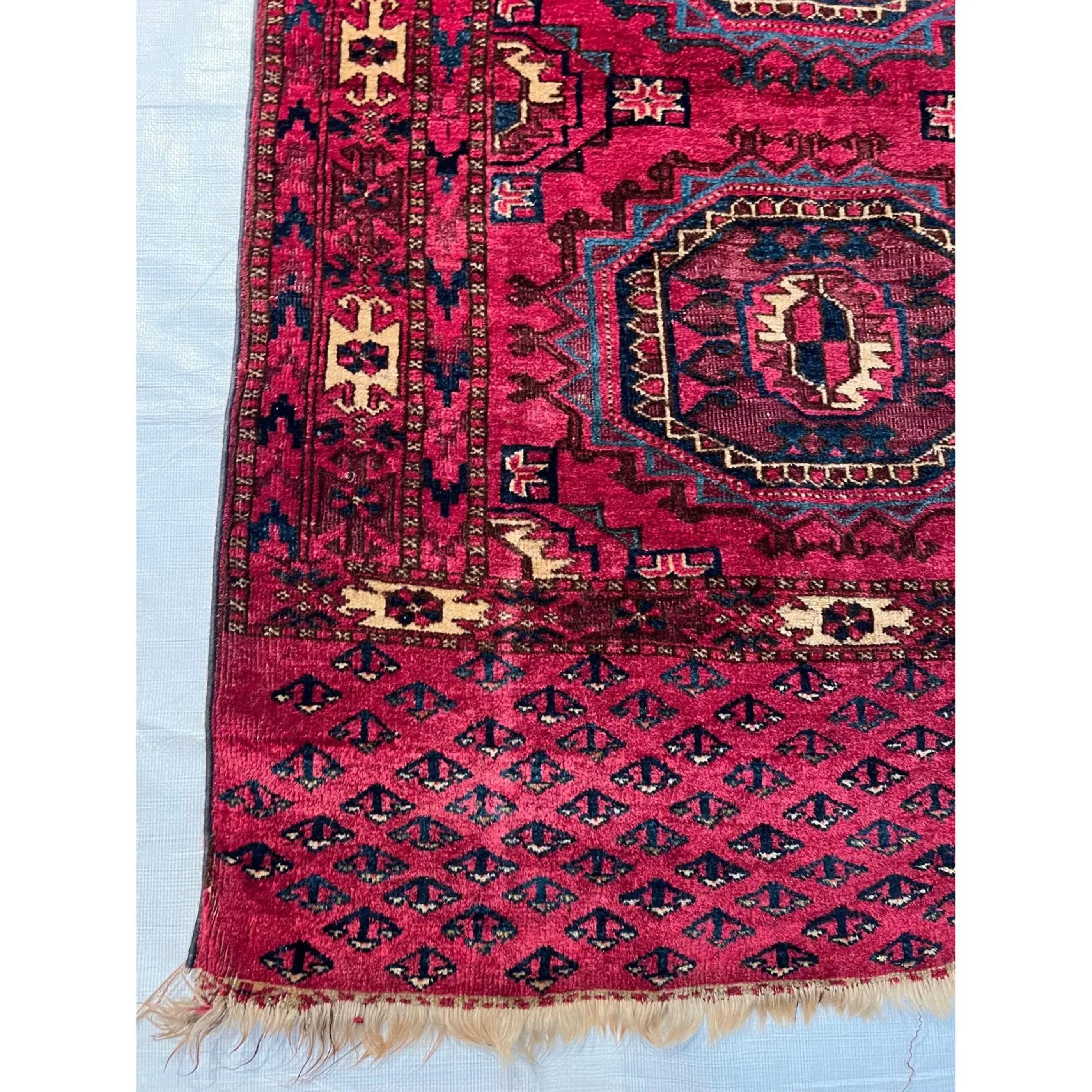 1900s Antique Salor Rug, handmade and hand-knotted tribal rug