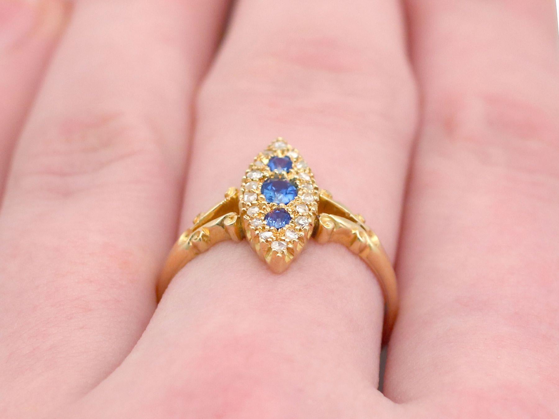 1900s Antique Sapphire and Diamond Yellow Gold Cocktail Ring 2