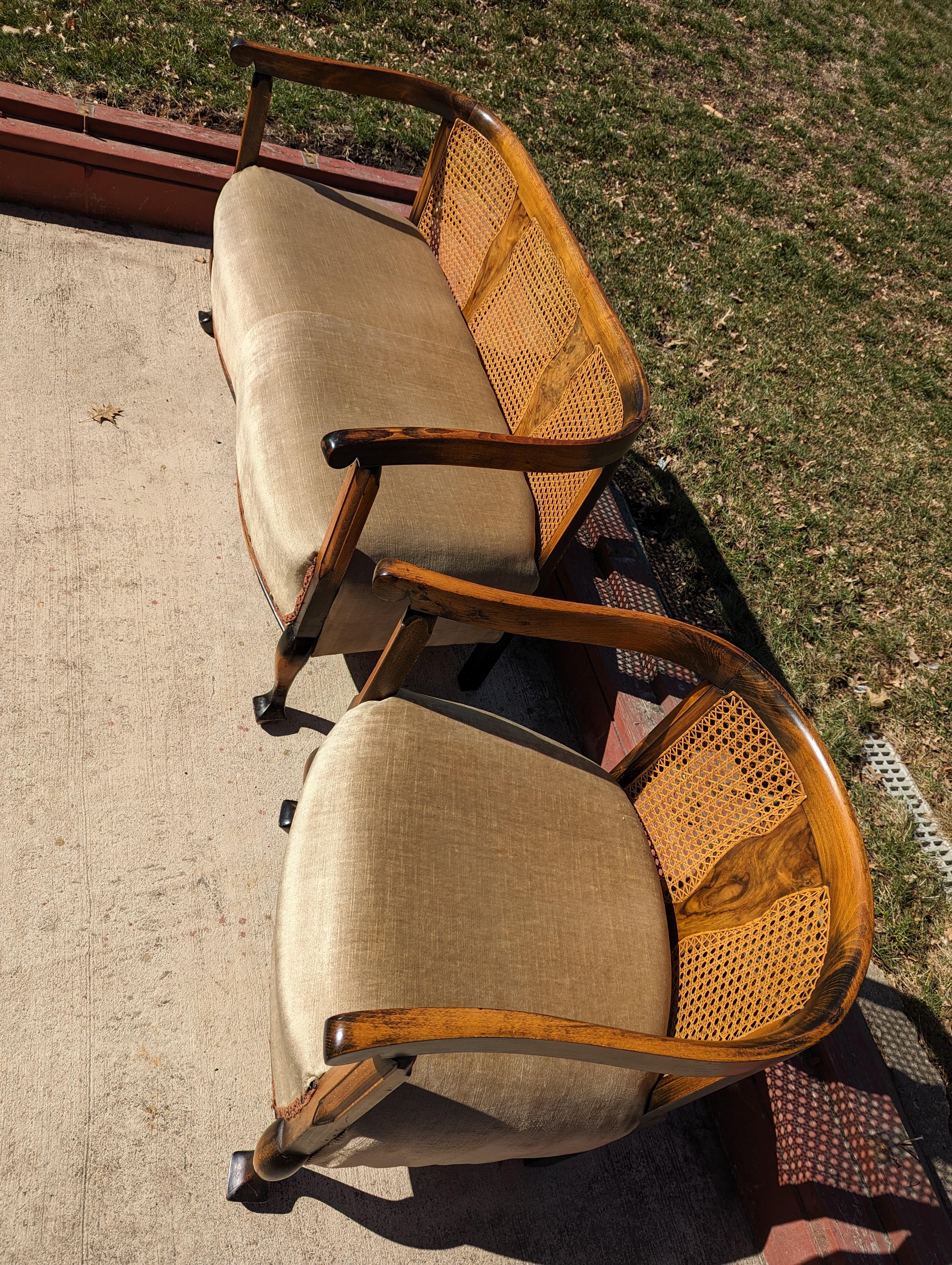 1900s Antique Settee and Matching Chair For Sale 5