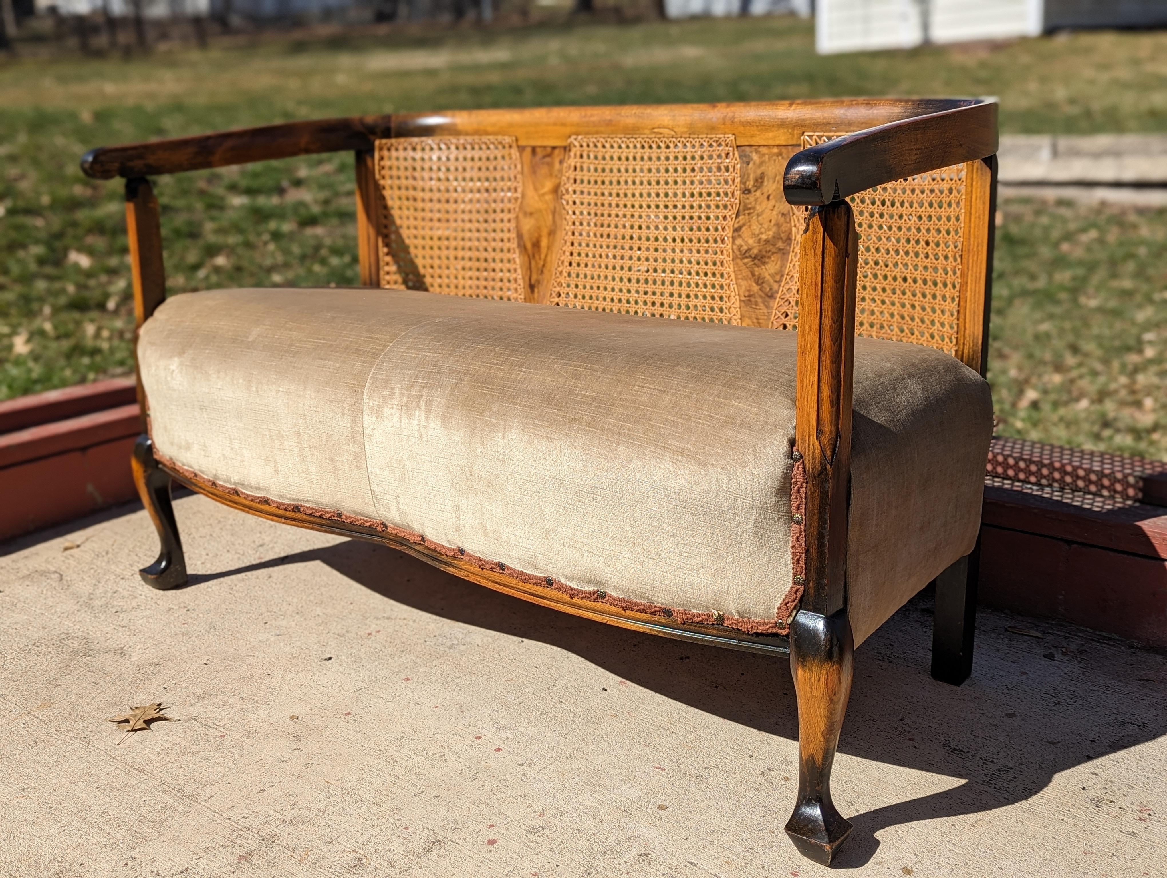 Vannerie Antiquités 1900 - Canapé et chaise assortis en vente