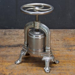1900s Antique Silvered Nickel French Duck Lobster Press Culinary Cooking Tool