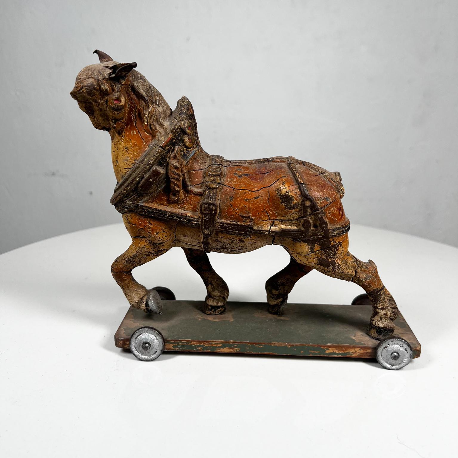 1900s Antique Terracotta Majestic Horse on Wheeled Platform San Luis Potosí Mexico
Collectible Toy Sculpture
9 long x 8 h x 3 w
Terracotta horse. Mounted on a wood base with wheels.
Wonderful old toy, original patina. Missing some pieces,