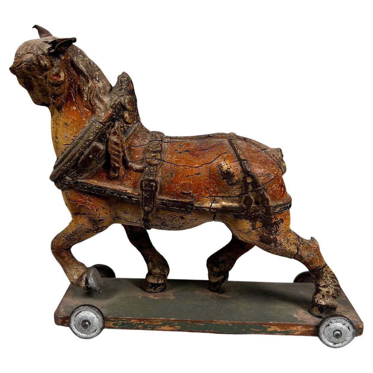1900s Antique Terracotta Horse San Luis Potosi Mexico For Sale
