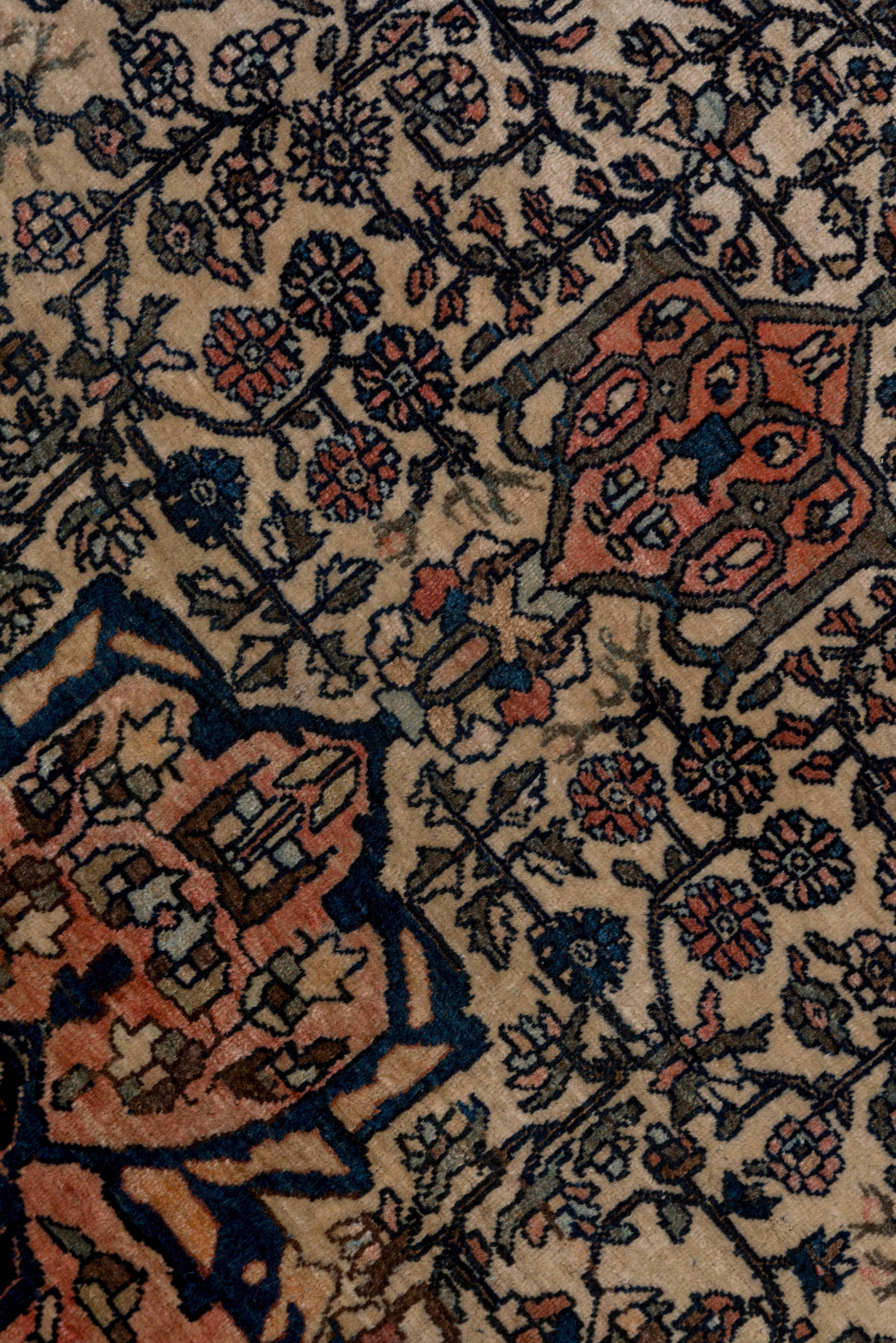 Tapis tribal persan Farahan Sarouk antique des années 1900, champ ivoire, médaillon en corail Bon état - En vente à New York, NY