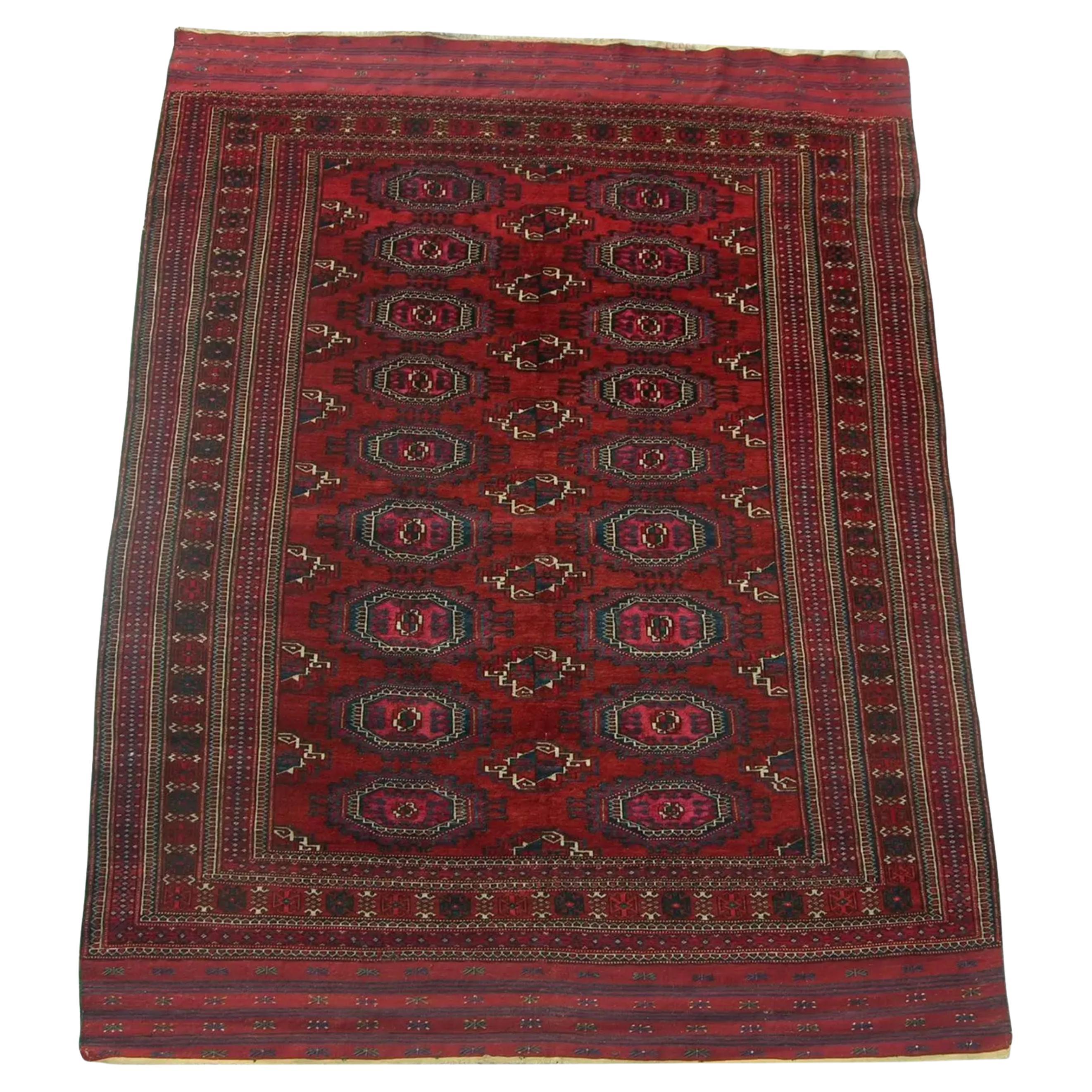 1900s Antique Turkeman Rug For Sale