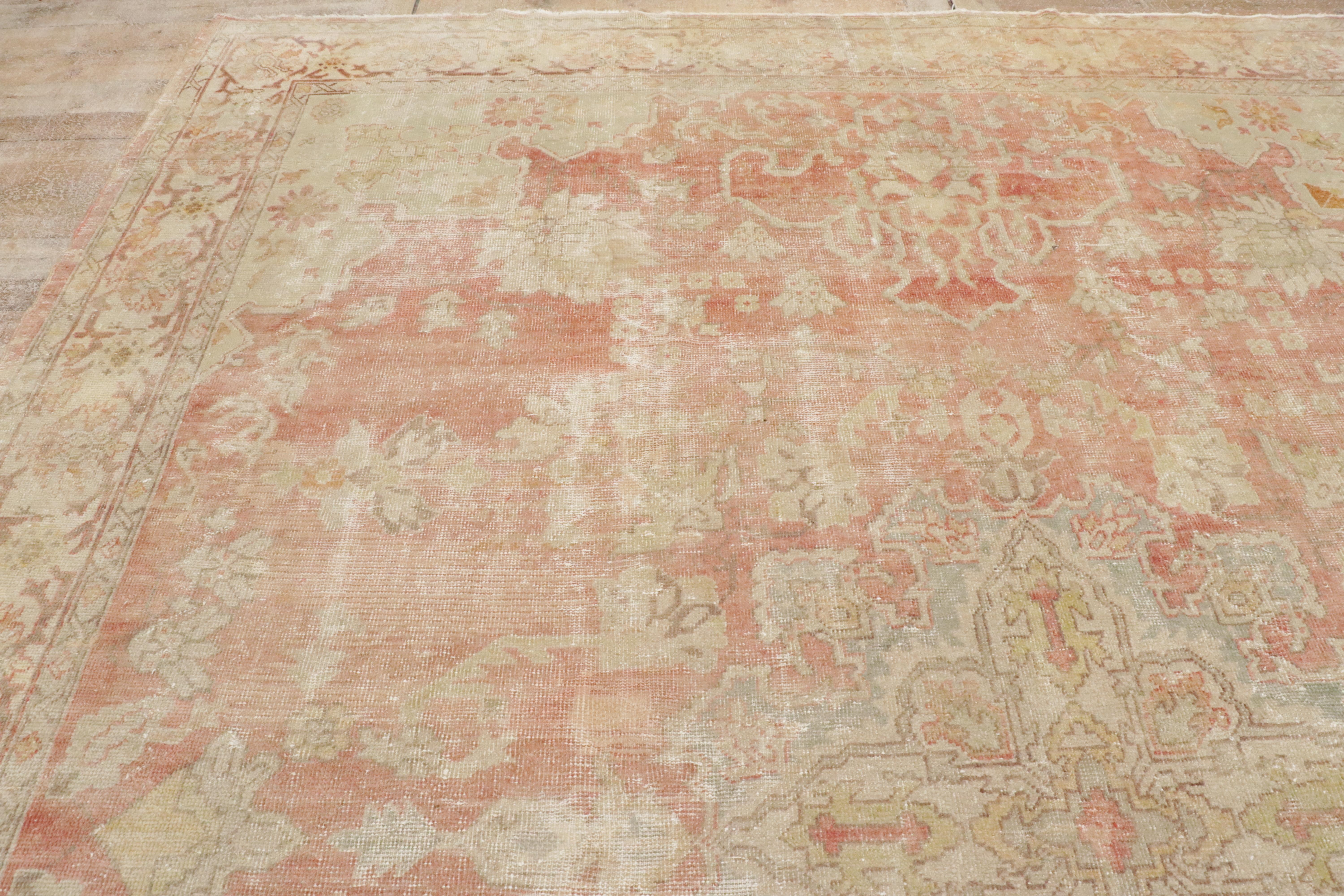 1900's Antique Turkish Oushak Carpet with Modern Style For Sale 5