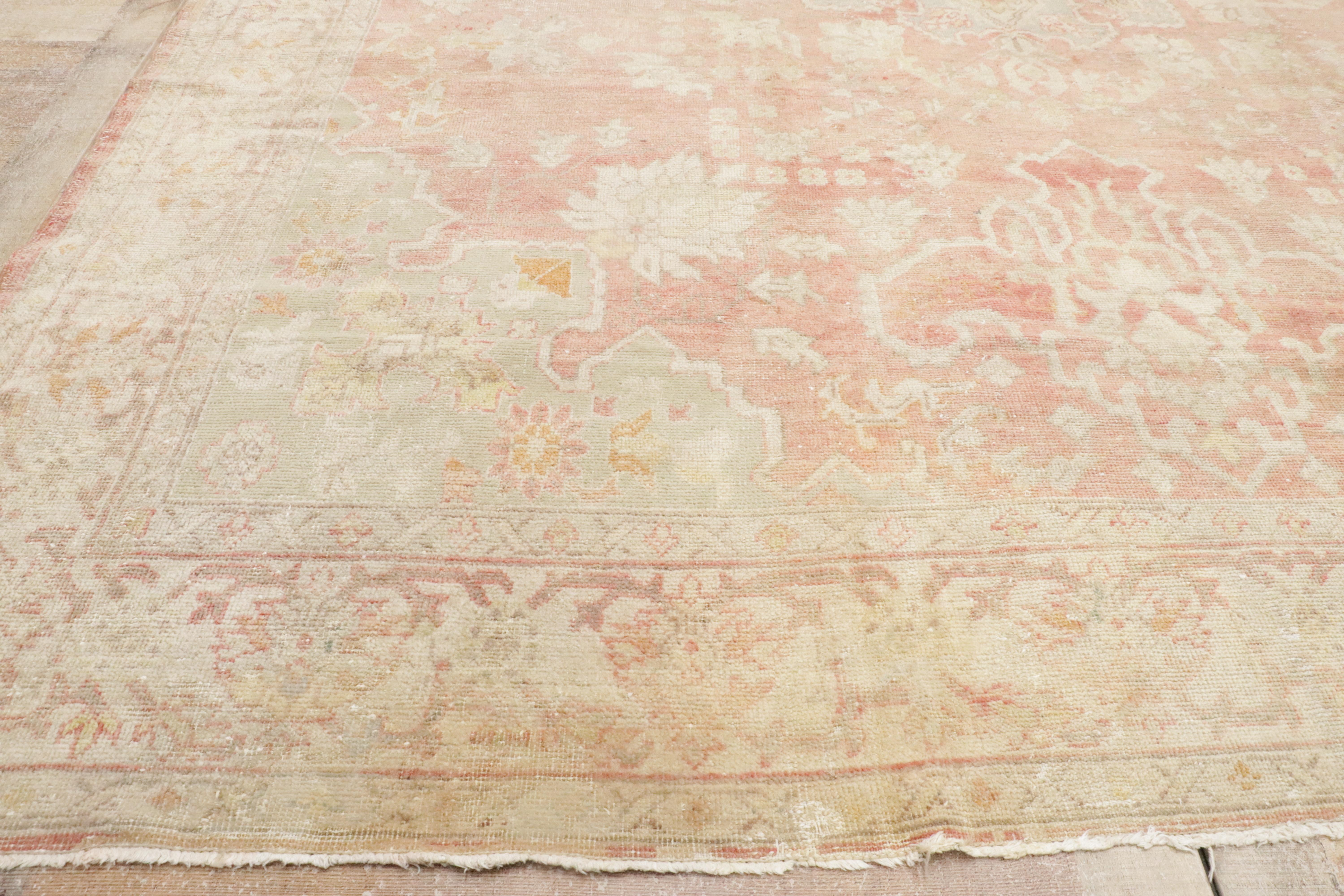 1900's Antique Turkish Oushak Carpet with Modern Style For Sale 6