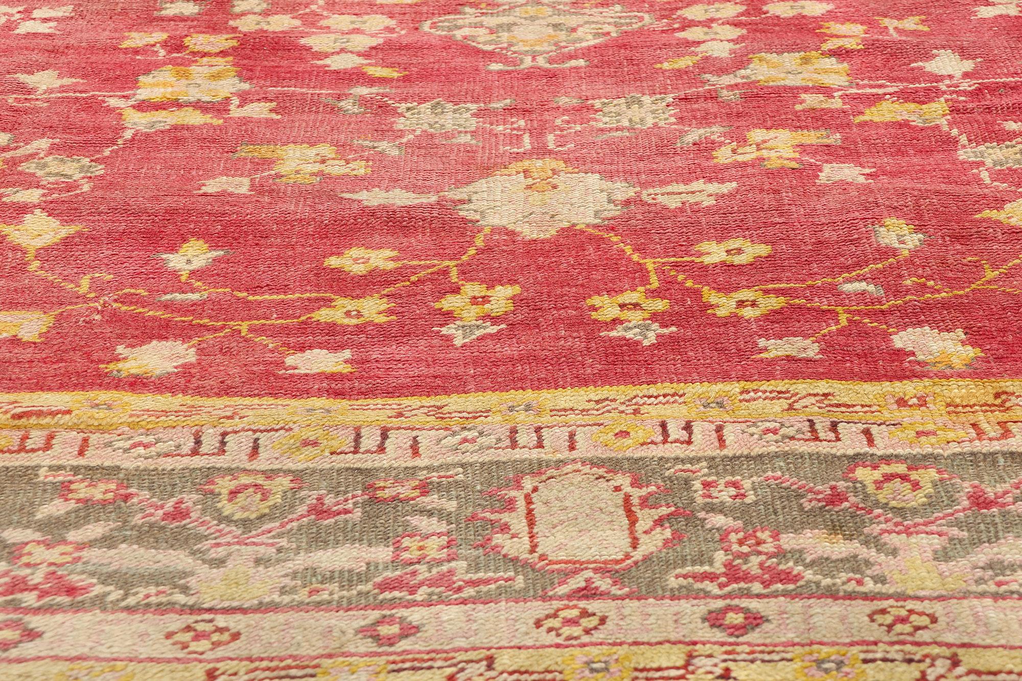 20th Century 1900's Antique Turkish Oushak Carpet with Modern Style For Sale