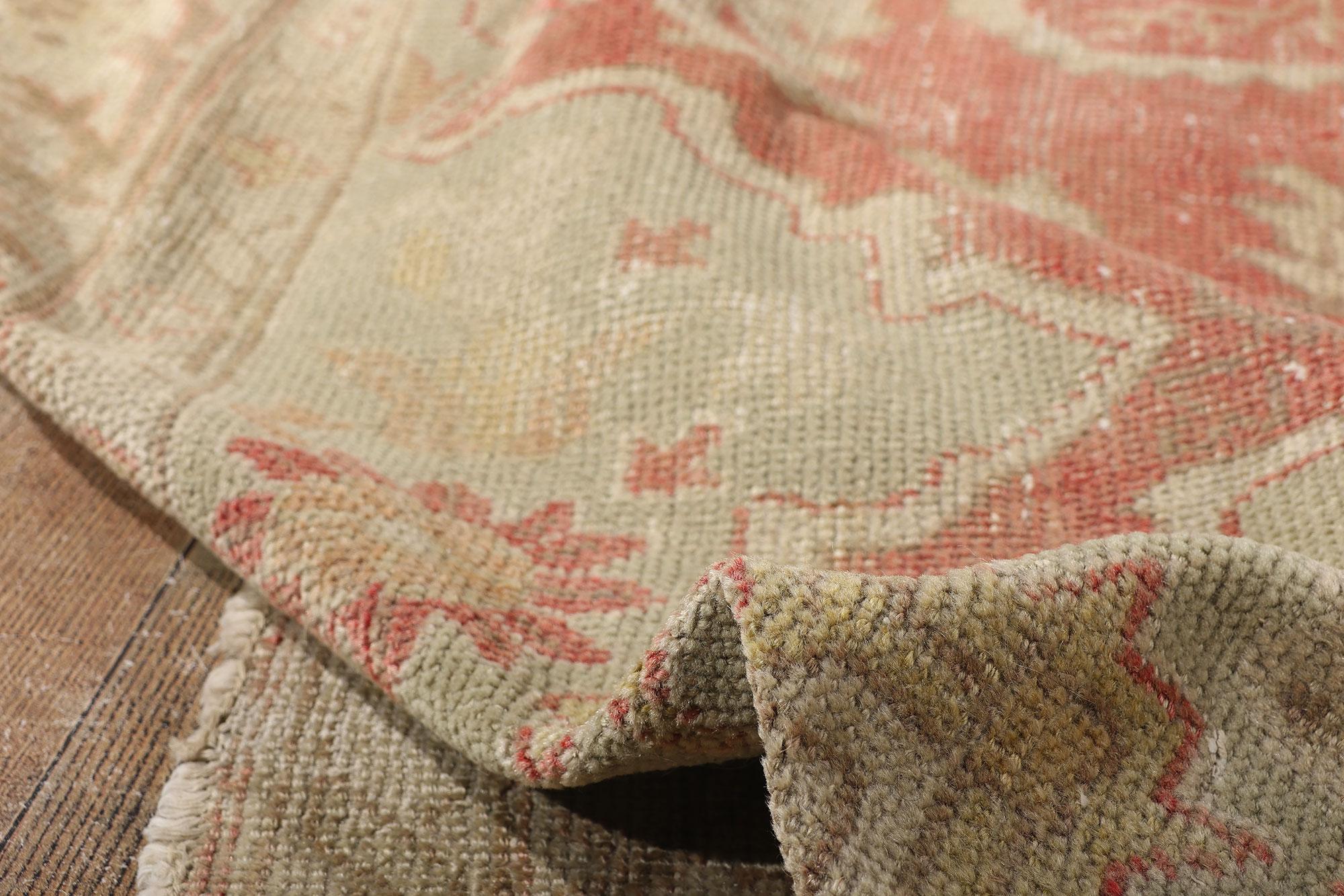 20th Century 1900's Antique Turkish Oushak Carpet with Modern Style For Sale
