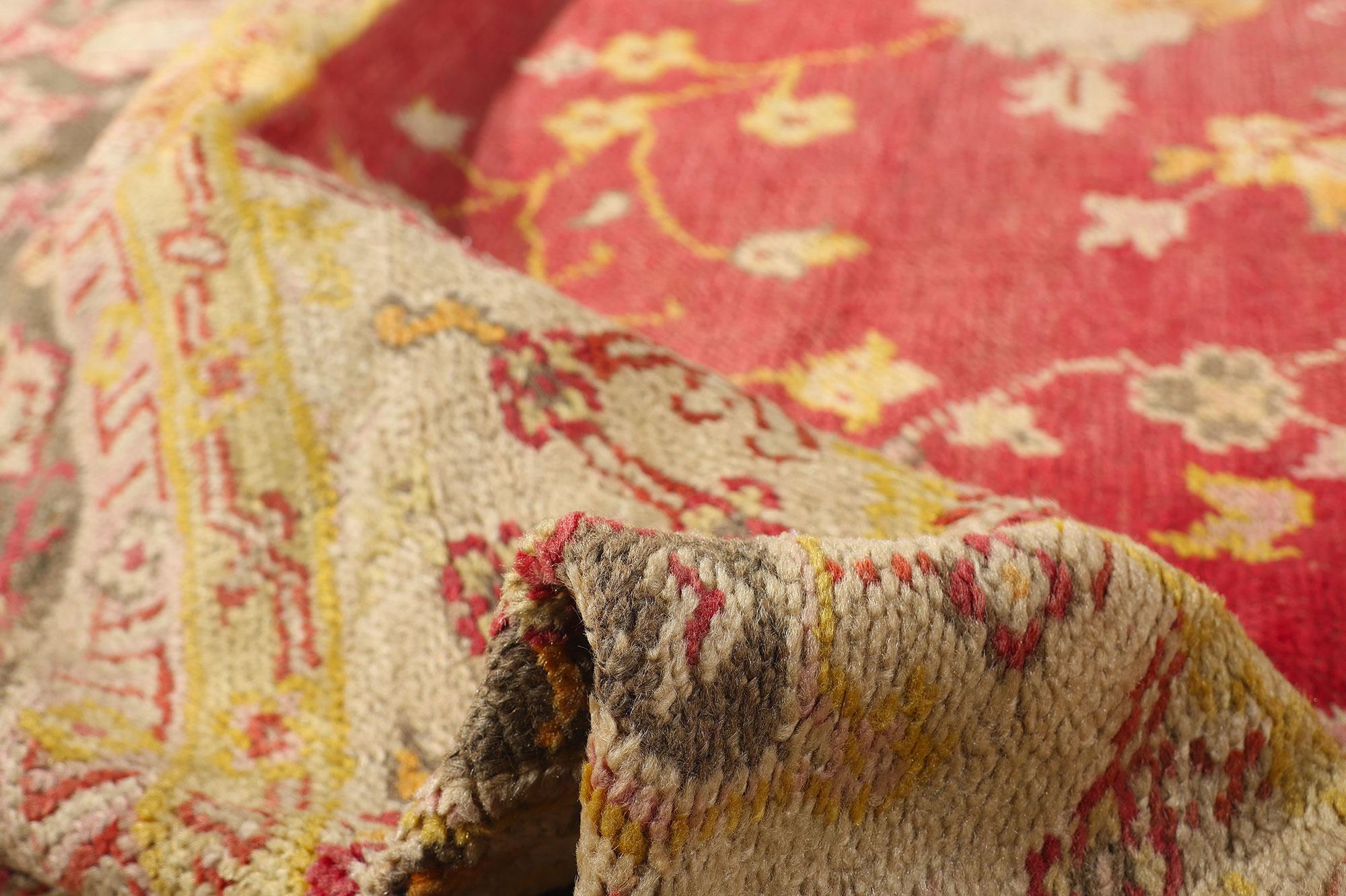 Wool 1900's Antique Turkish Oushak Carpet with Modern Style For Sale