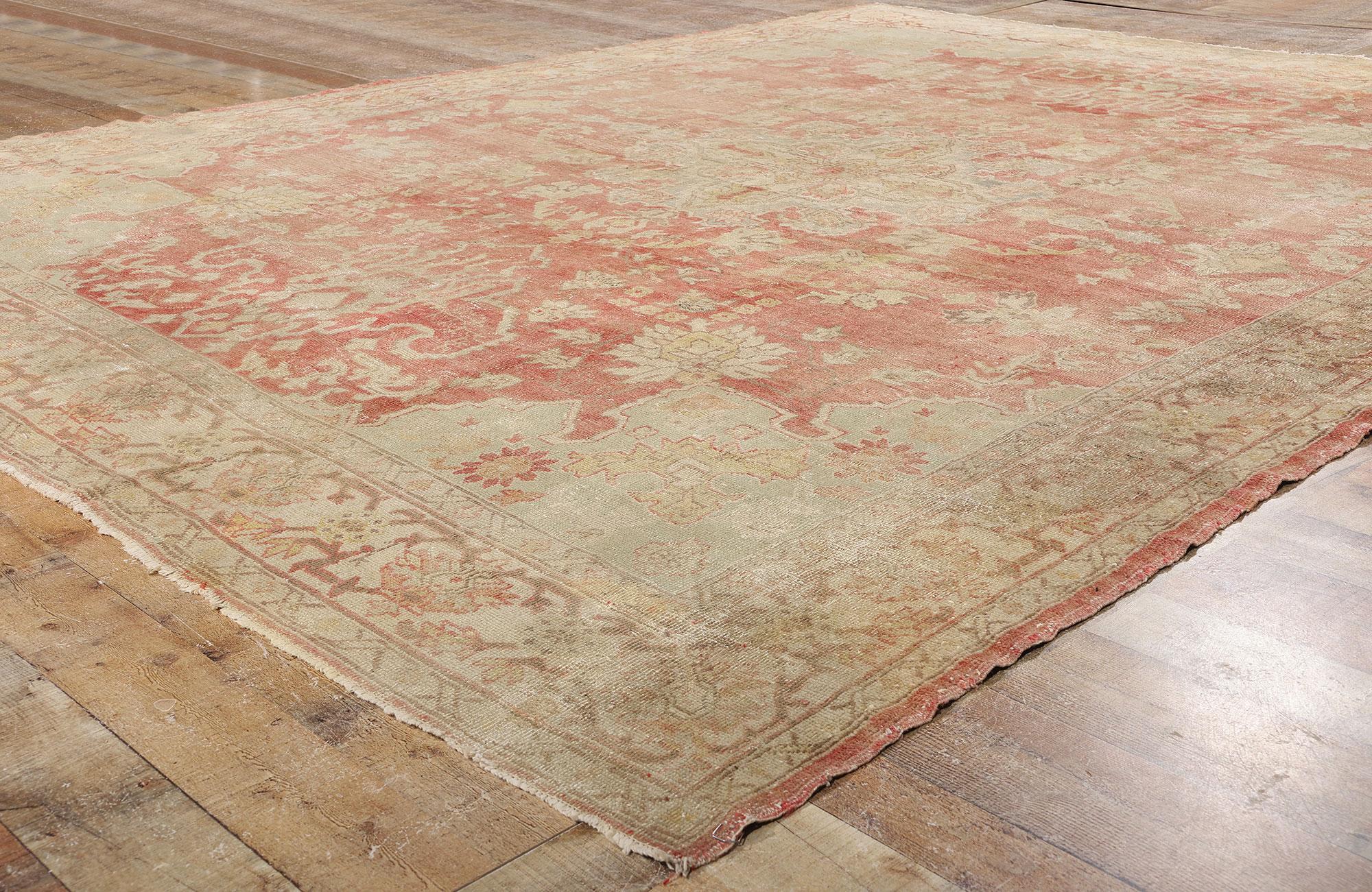 1900's Antique Turkish Oushak Carpet with Modern Style For Sale 1