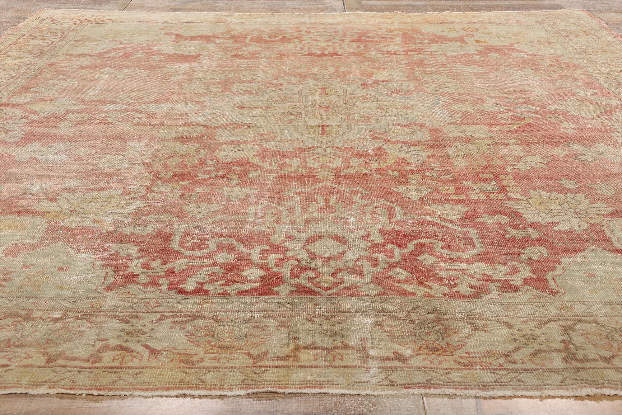 1900's Antique Turkish Oushak Carpet with Modern Style For Sale 2