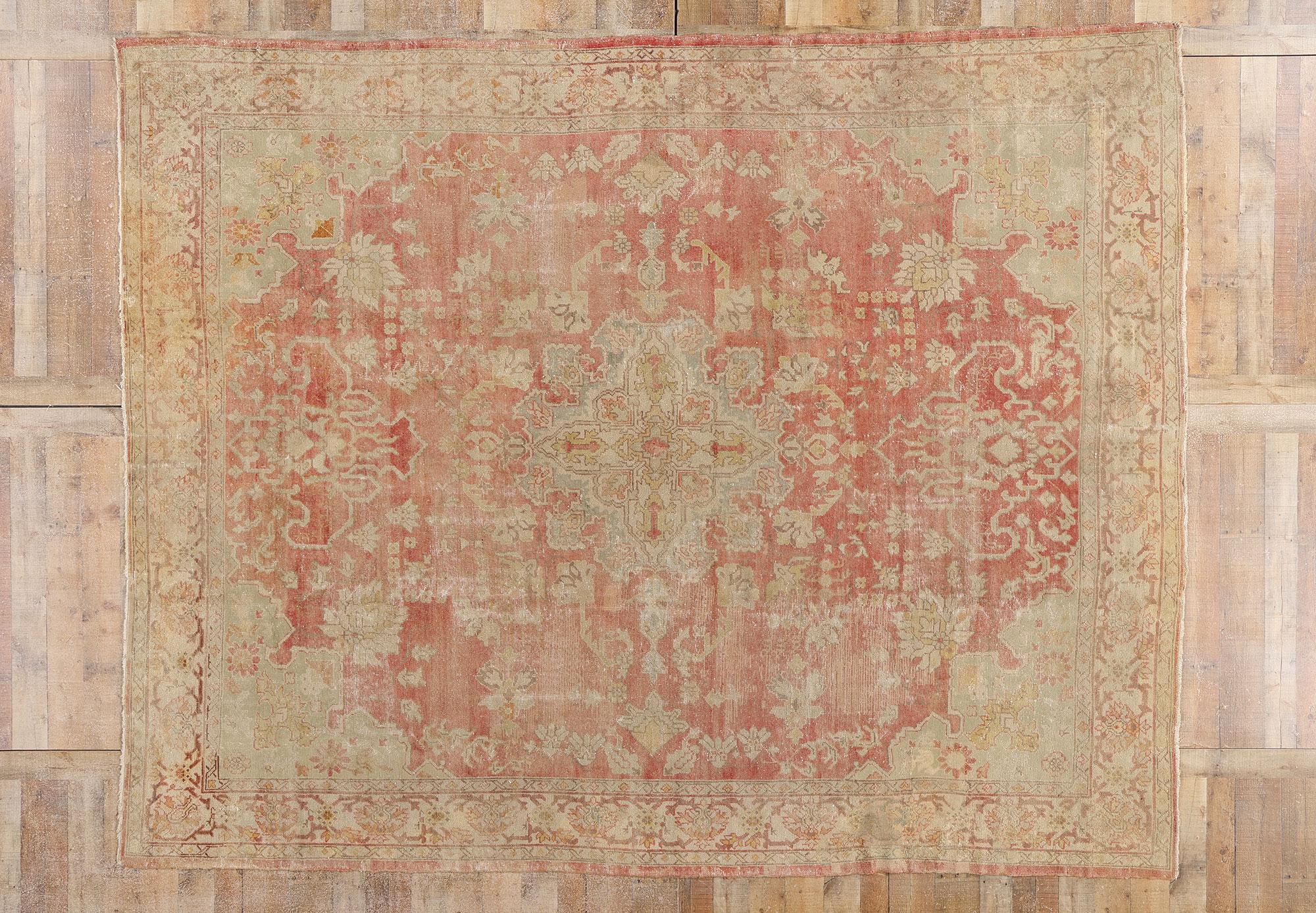 1900's Antique Turkish Oushak Carpet with Modern Style For Sale 3
