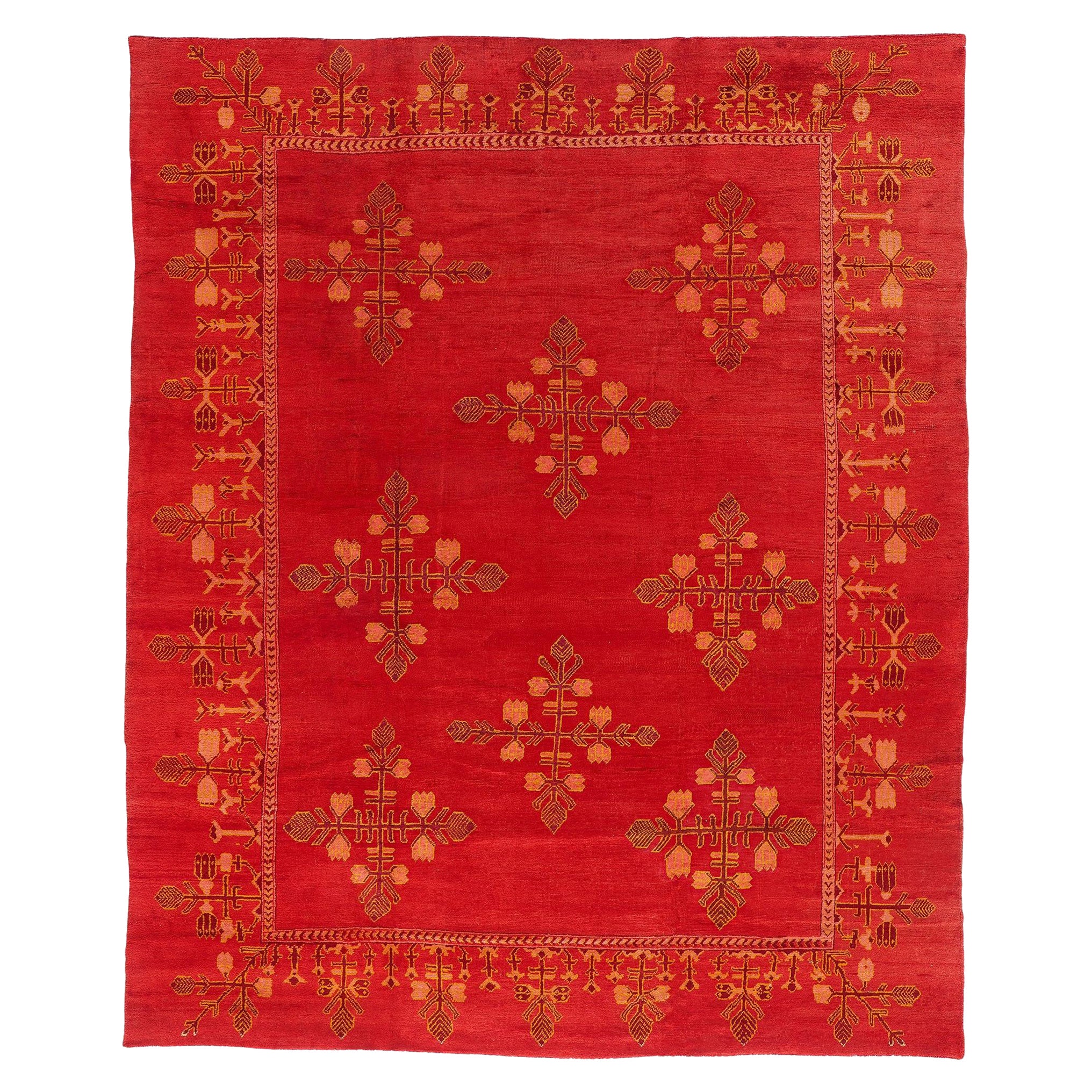 Antiker türkischer Oushak-Teppich aus dem Jahr 1900 in modernem Stil